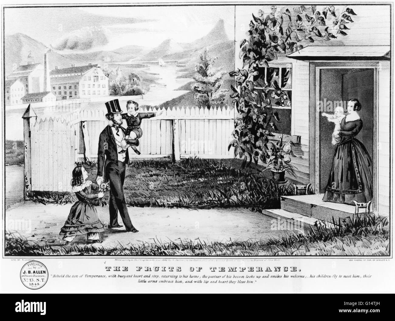 Politische Darstellung "die Früchte der Mäßigung," Lithographie von Nathaniel Currier (später von Currier & Ives), 1848. Stockfoto