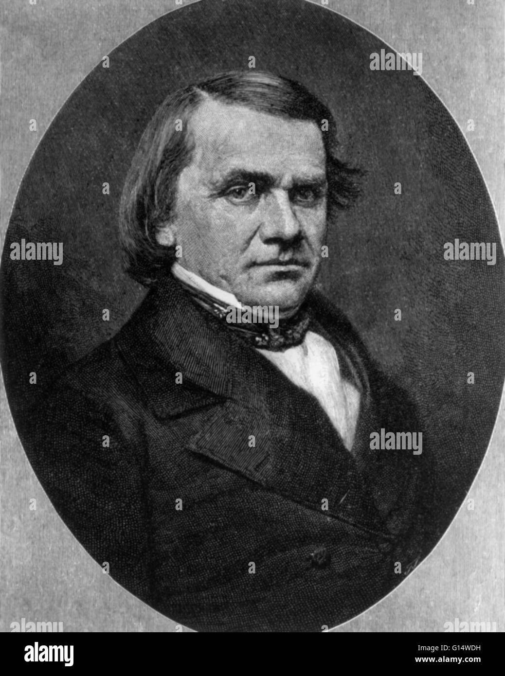 Porträt des Stephen A. Douglas im Jahre 1887. Stephen Arnold Douglas (23. April 1813 - 3. Juni 1861) war ein US-amerikanischer Politiker aus Illinois. Er entwarf den Kansas-Nebraska Act 1854, erstellen die Gebiete von Kansas und Nebraska, sowie effektiv r Stockfoto