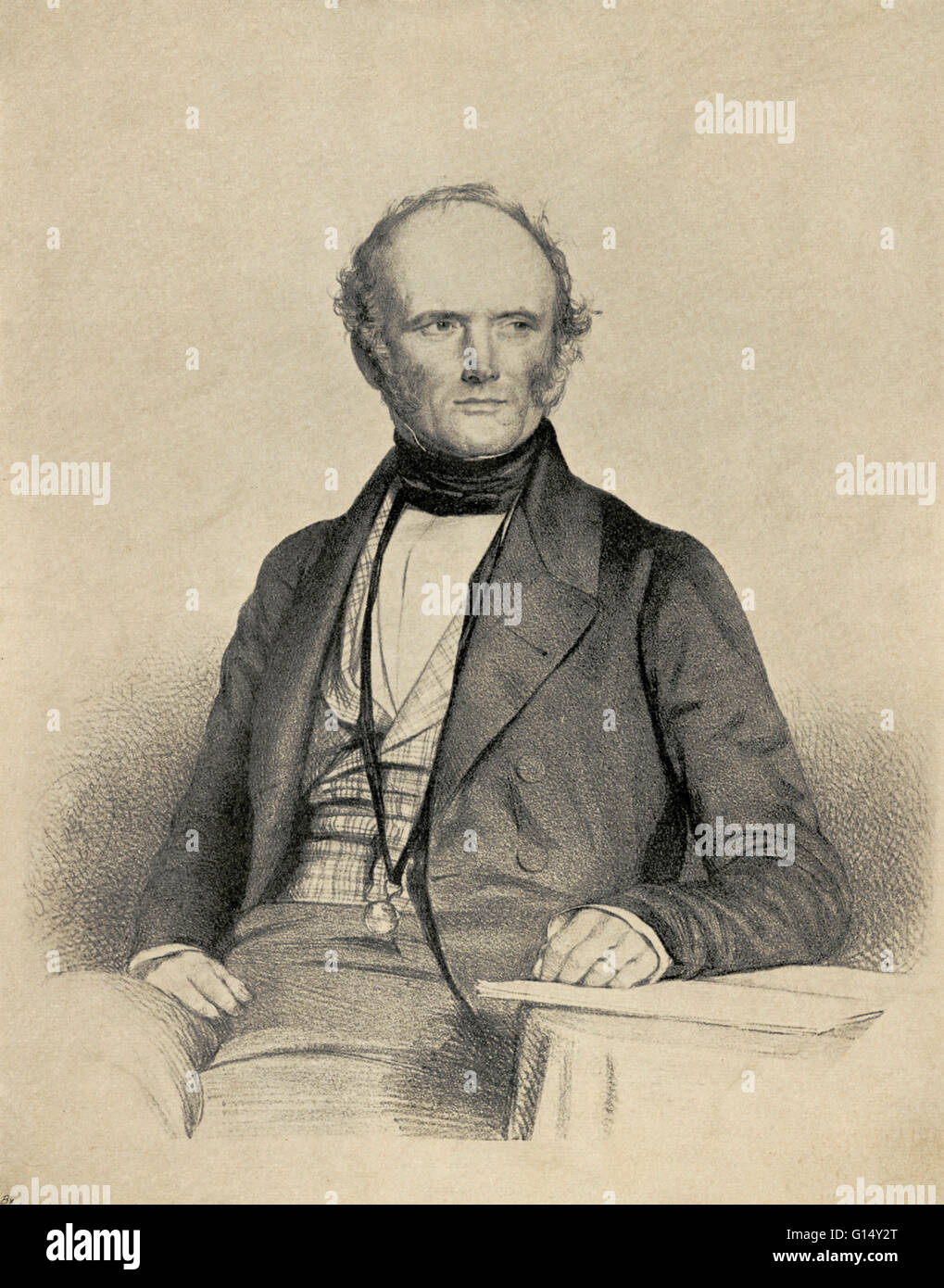 Charles Lyell (14. November 1797 - 22. Februar 1875) war ein schottischer Geologe. Lyell auf begann zunächst eine juristische Laufbahn, aber seine Interessen in der Geologie führte zu seiner Ernennung zum Sekretär der Geological Society im Jahre 1823. 1830-33 veröffentlichte er seine thre Stockfoto