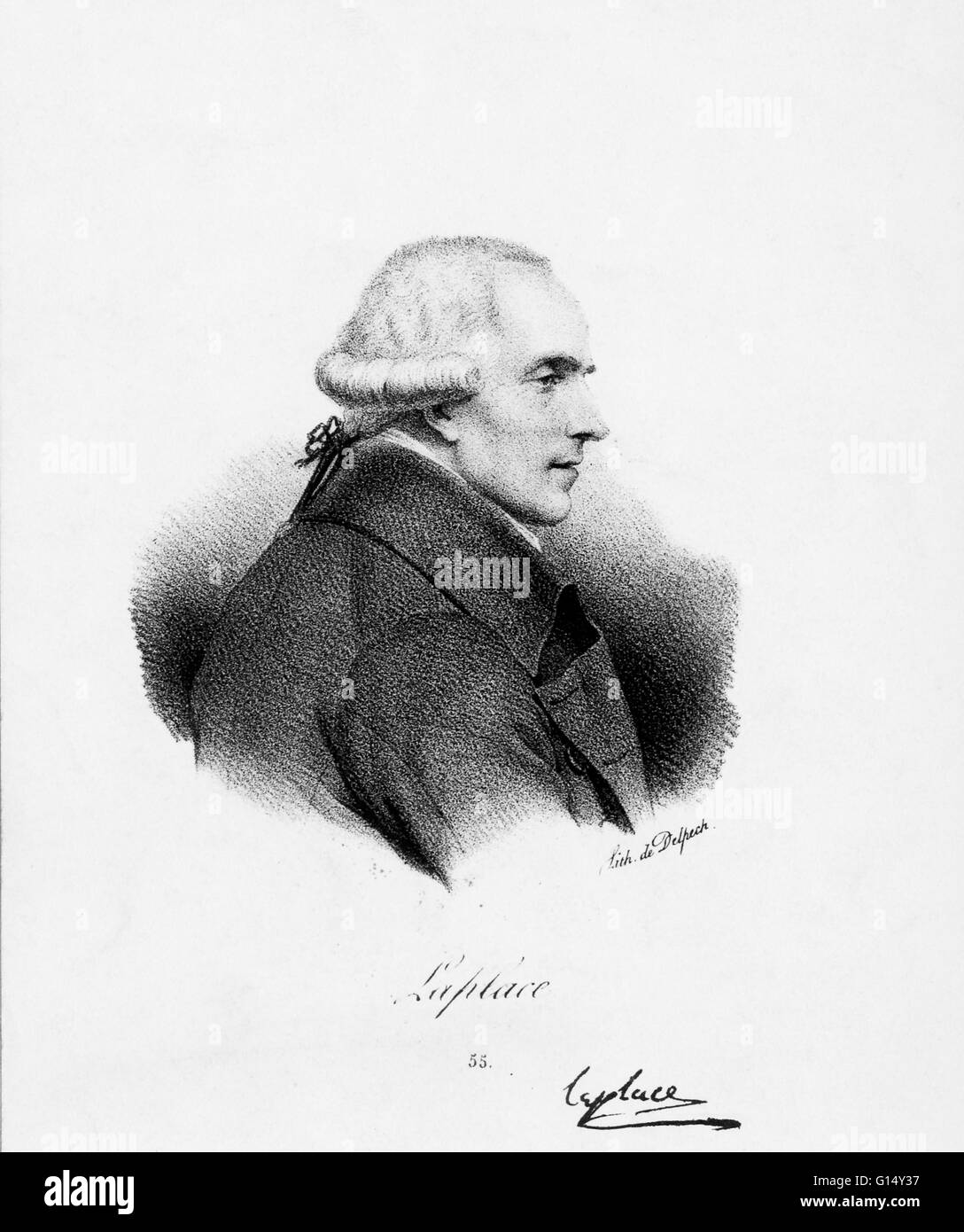 Pierre-Simon, Marquis de Laplace (23. März 1749 - 5. März 1827) war ein französischer Mathematiker und Astronom, dessen Arbeit entscheidend für die Entwicklung der mathematischen Astronomie und Statistiken war. Er formuliert Laplaces-Gleichung und Pionier der Laplace-tra Stockfoto Pierre-Simon, Marquis de Laplace (23. März 1749 - 5. März 1827) war ein französischer Mathematiker und Astronom, dessen Arbeit entscheidend für die Entwicklung der mathematischen Astronomie und Statistiken war. Er formuliert Laplaces-Gleichung und Pionier der Laplace-tra Stockfoto