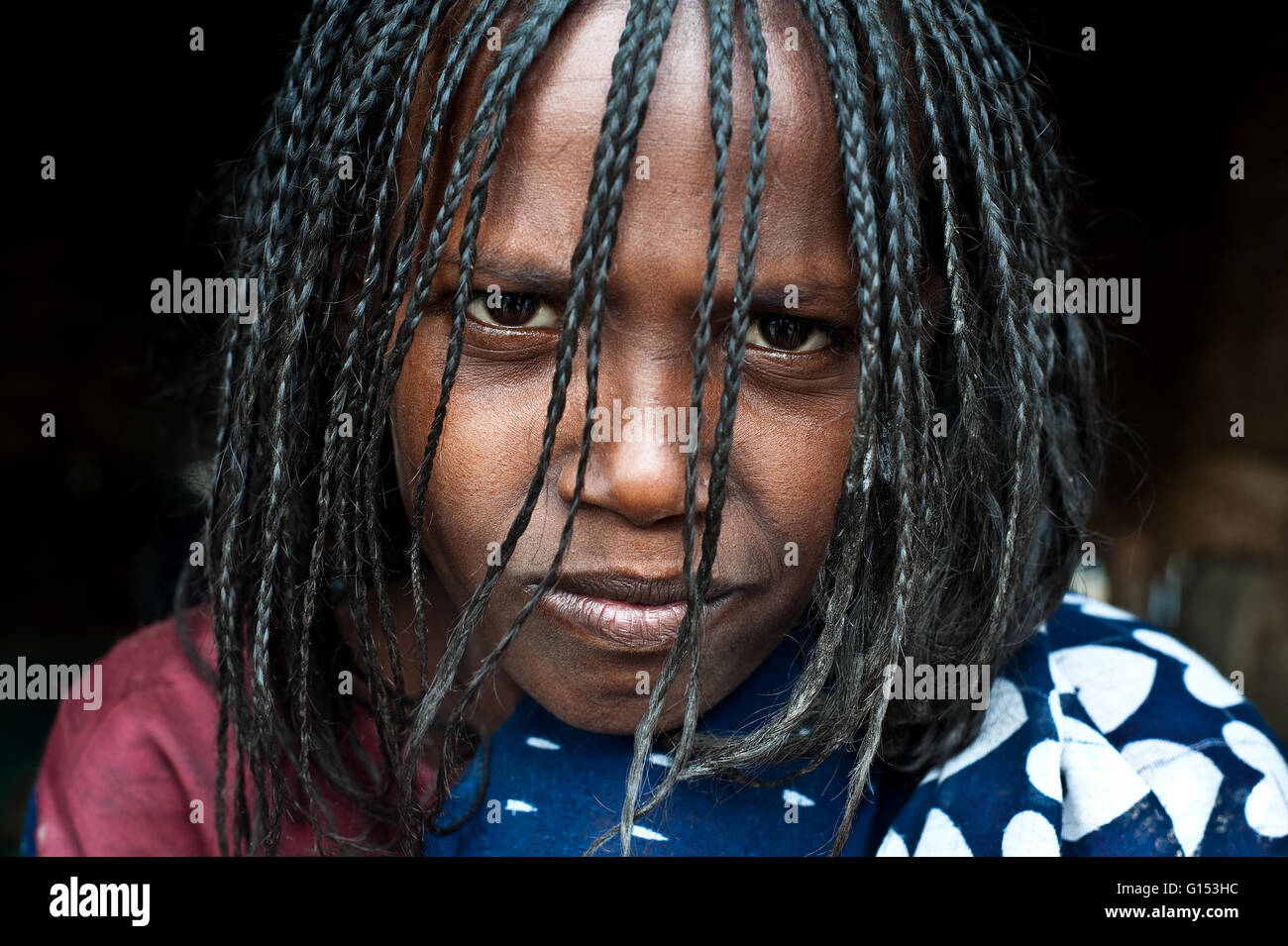 Eritreische Flüchtlinge in Äthiopien. Sie gehört dem Stamm der Afar. Stockfoto