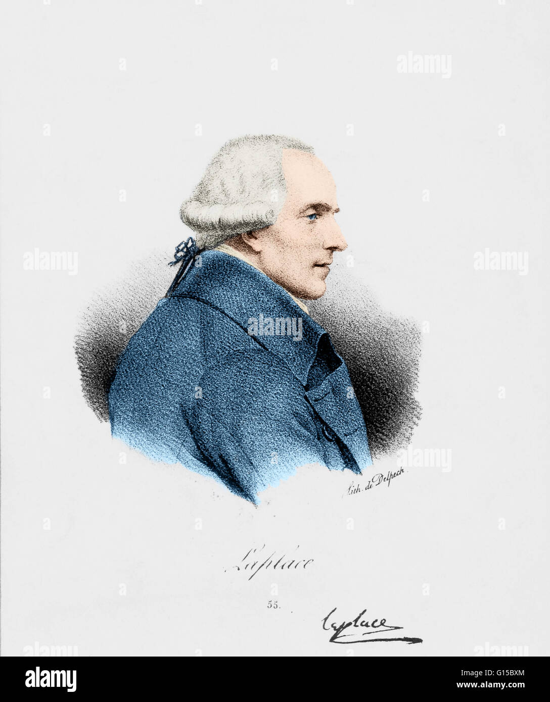 Pierre-Simon, Marquis de Laplace (23. März 1749 - 5. März 1827) war ein französischer Mathematiker und Astronom, dessen Arbeit entscheidend für die Entwicklung der mathematischen Astronomie und Statistiken war. Er formuliert Laplaces-Gleichung und Pionier der Laplace-tra Stockfoto Pierre-Simon, Marquis de Laplace (23. März 1749 - 5. März 1827) war ein französischer Mathematiker und Astronom, dessen Arbeit entscheidend für die Entwicklung der mathematischen Astronomie und Statistiken war. Er formuliert Laplaces-Gleichung und Pionier der Laplace-tra Stockfoto