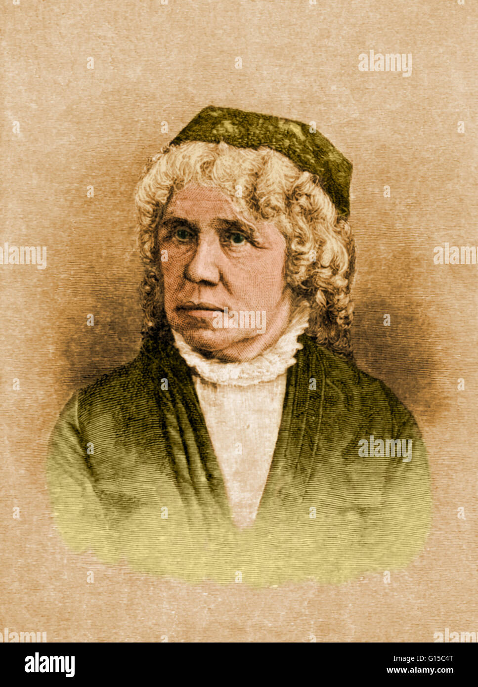 Maria Mitchell (1818-1889), der ersten amerikanischen Frauen als eine professionelle Astronomen arbeiten. Sie entdeckte 'Miss Mitchell Comet' (C/1847 T1) im Herbst 1847, für die sie einen Preis gewonnen und wurde weltweit berühmt. Stockfoto