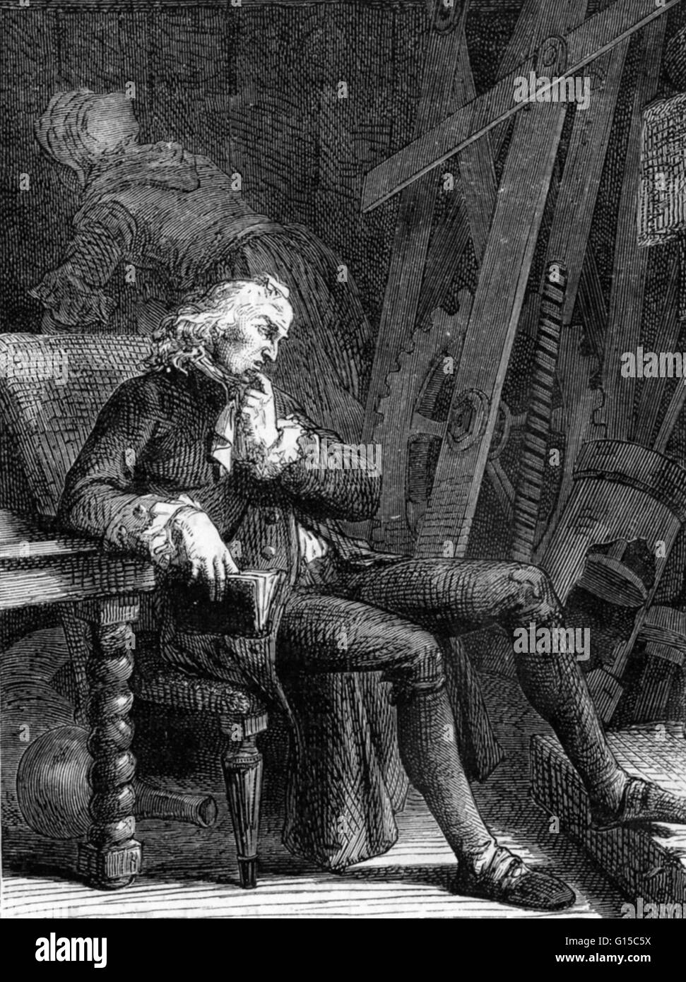 Denis Papin (22. August 1647 - 1712) war ein französischer Physiker, Mathematiker und Erfinder. Er besuchte London im Jahre 1675, und arbeitete mit Robert Boyle von 1676 bis 1679, Rechenschaft über seine Arbeit in Fortsetzung der neuen Experimenten (1680) zu veröffentlichen. Während t Stockfoto