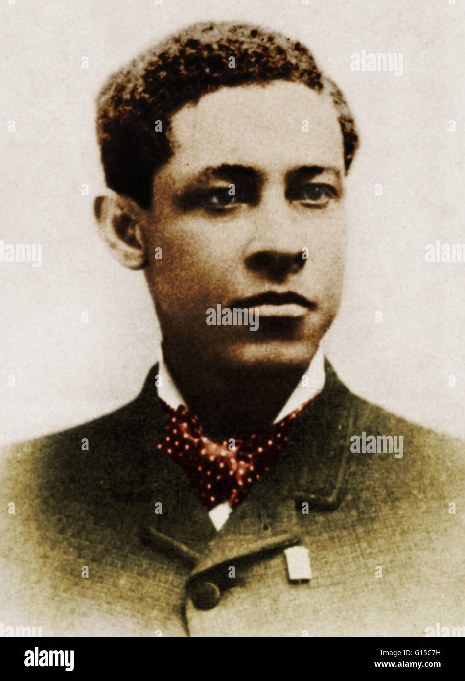 Jan Ernst Matzeliger (15. September 1852 - 24. August 1889) war ein US-amerikanischer Erfinder in der Schuhindustrie. In den frühen Tagen der Schuhmacherei waren Schuhe hauptsächlich von Hand gefertigt. Da die größten Schwierigkeiten bei der Schuhherstellung die eigentliche Montage der th war Stockfoto