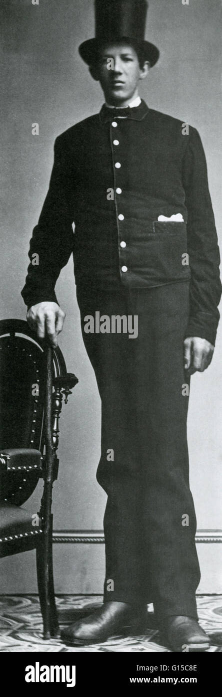 Undatierte Foto von 'The Irish Giant'. James Hugh Murphy Jr. (1842-1875) war bekannt als der irische Riese und dem Baltimore-Riesen. Er tourte mit P.T. Barnum. Er war wie sein über 8 Fuß hoch aber seine tatsächliche aufgezeichneten Höhe 7 Fuß 3,4 Zoll ta war in Rechnung gestellt Stockfoto