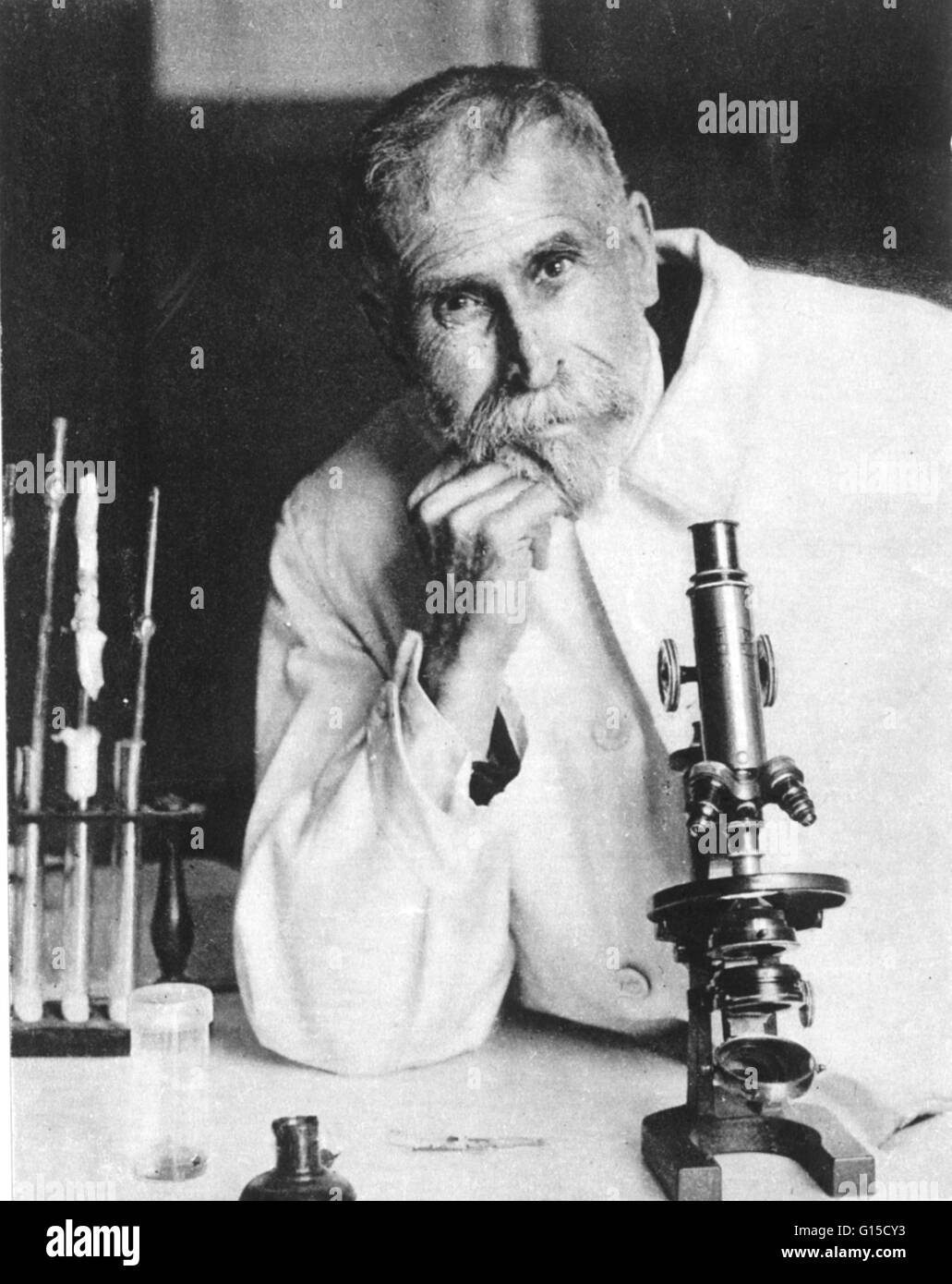 Pierre Paul Emile Roux (1853 – 1933), französischer Bakteriologe und Immunologe, das Anti-Diphtherie-Serum entdeckt. Er arbeitete mit Louis Pasteur und Mitbegründer des Institut Pasteur. Stockfoto