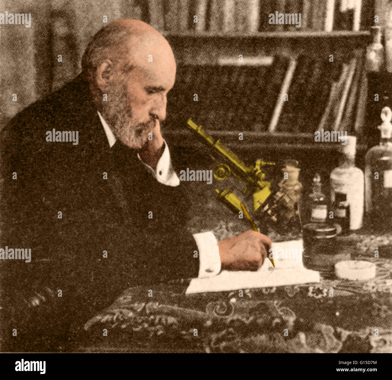 Santiago Ramón y Cajal (1852-1934) war eine spanische Pathologen, Histologist, Neurowissenschaftler und Nobelpreisträger (1906). Seine bahnbrechenden Untersuchungen der mikroskopischen Struktur des Gehirns waren originell: er wird von vielen als der Vater von Moder Stockfoto