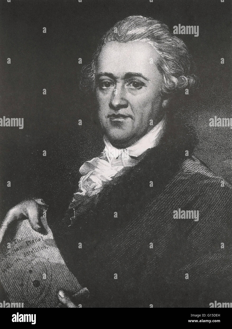 Englische Astronom Sir Frederick William Herschel (1738-1822). Herschel wurde berühmt für die Entdeckung des Planeten Uranus neben einigen seiner großen Monde Titania und Oberon. Er entdeckte auch Infrarot-Strahlung. Stockfoto