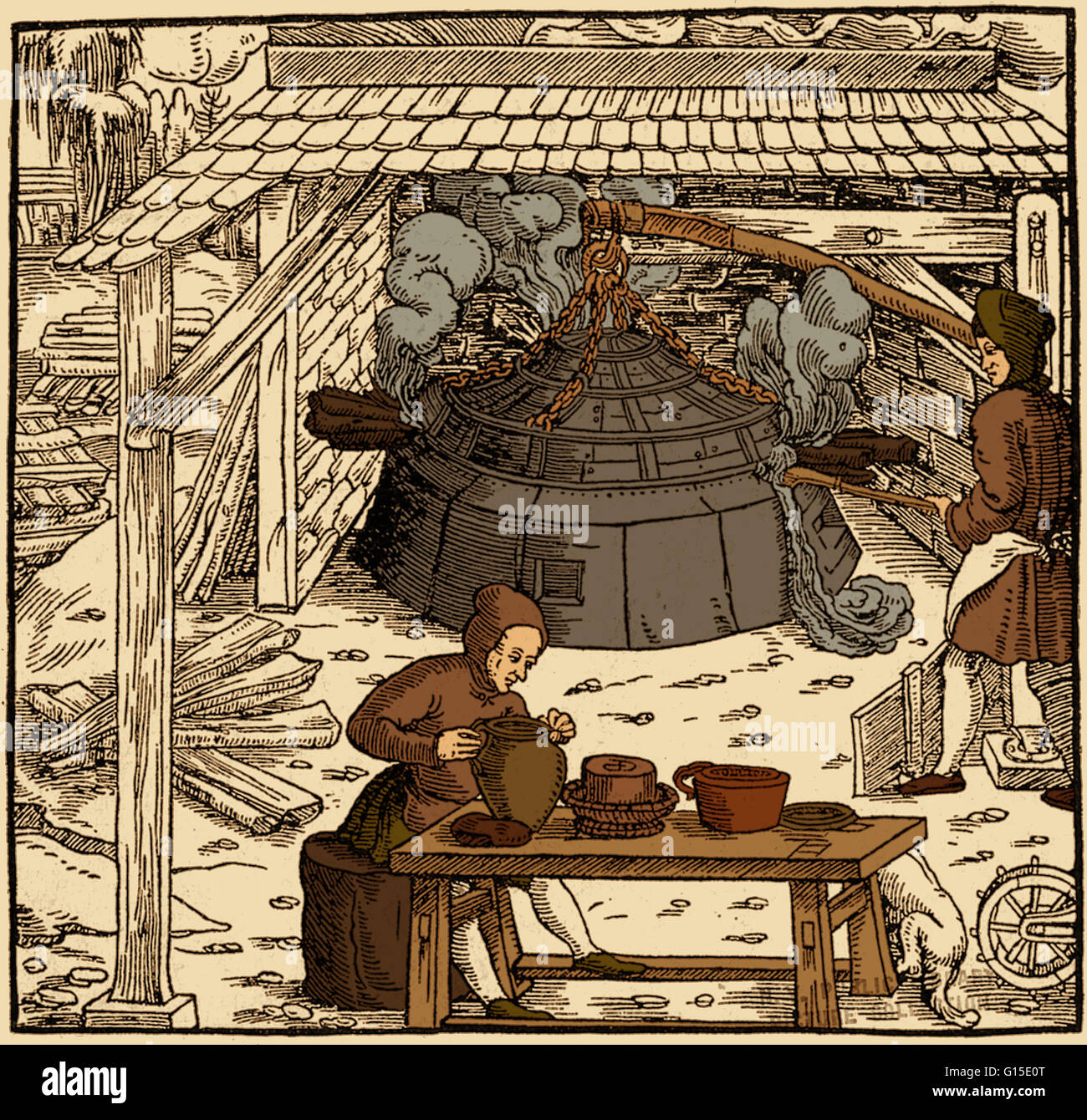 Verbesserte Darstellung der 16. Jahrhundert Silber-Bergbau Farbe. Stockfoto