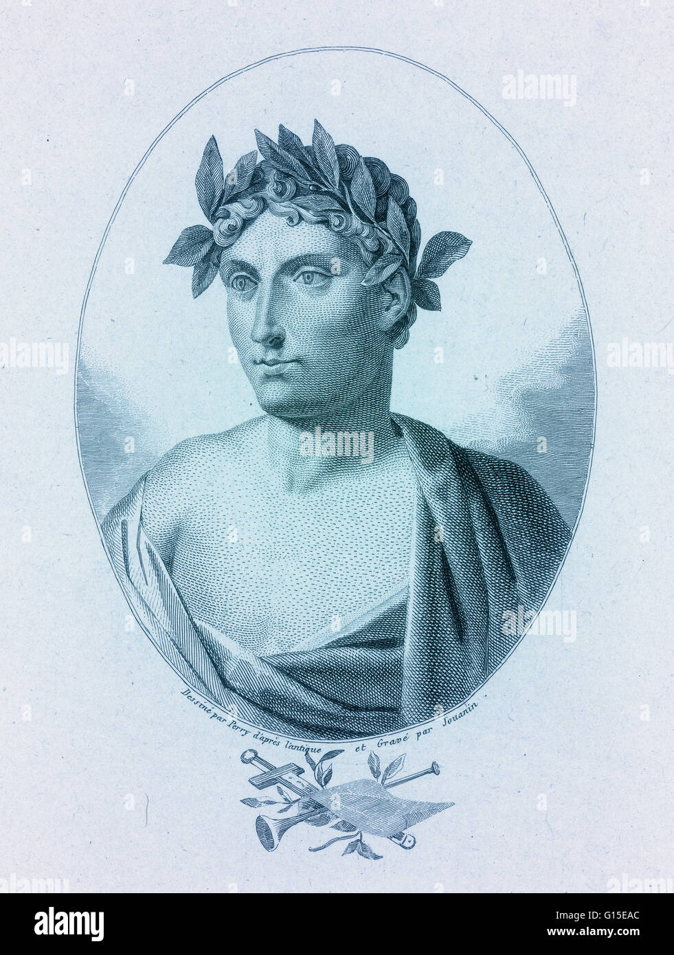 Quintus Cocles Flaccus, andernfalls bekannt als Horace, war die führende römische Lyriker während der Zeit des Augustus. Stockfoto