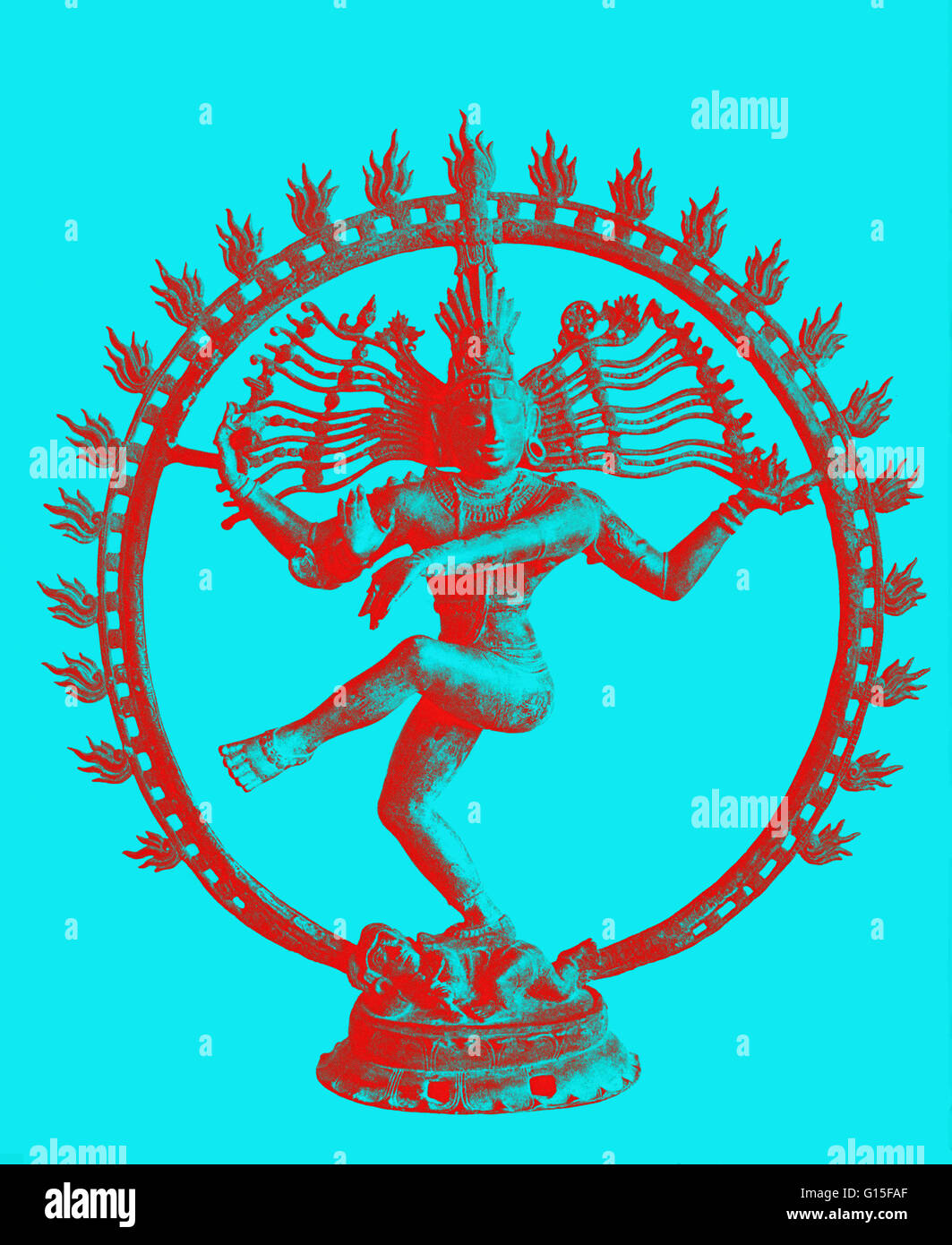 Shiva tanzen im Kreis der Flammen. 11. Jh. Bronze. Shiva ist der dritte im Bunde der hinduistischen Trimurti. Er fungiert als Zerstörer oder Transformator des Universums. Stockfoto