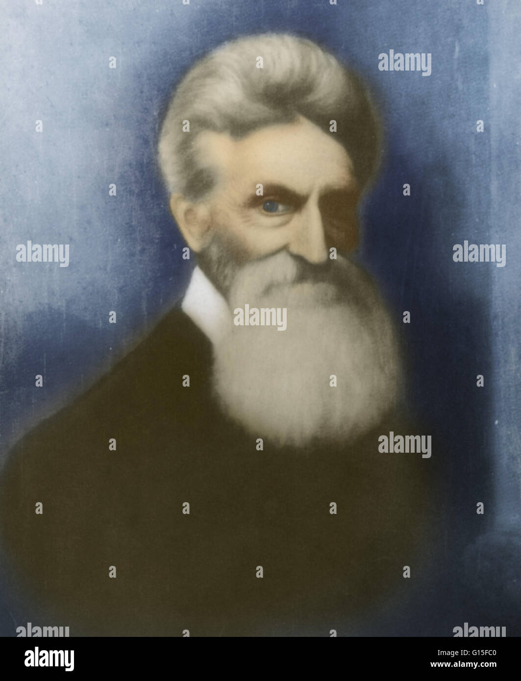 John Brown (1800-1859) war eine revolutionäre Abschaffung der Todesstrafe in den Vereinigten Staaten, wer befürwortet und praktiziert bewaffneten Aufstand als Mittel zur Abschaffung der Sklaverei für gute. Er führte das Pottawatomie-Massaker, bei dem fünf Männer, im Jahre 1856 in der blutenden Kan getötet wurden Stockfoto