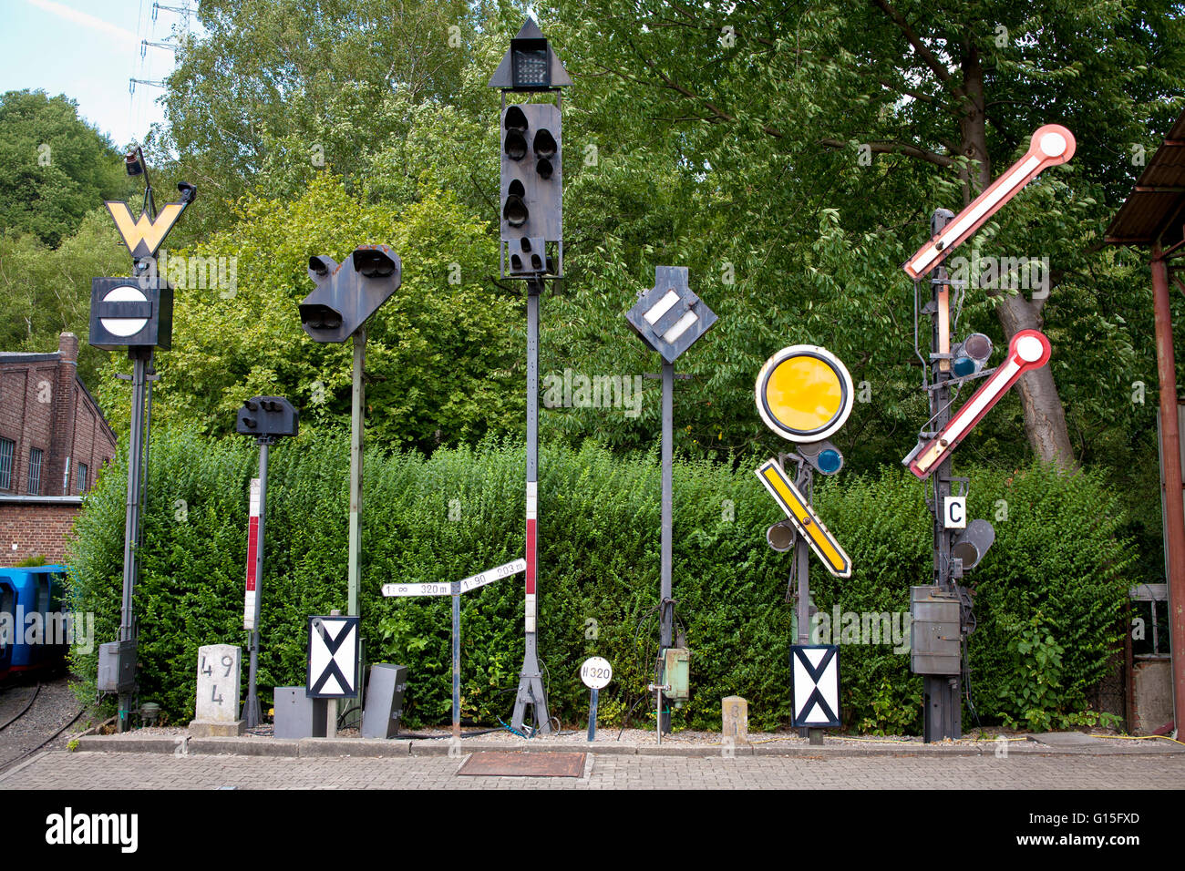 DEU, wird, Ruhr Gebiet, Bochum, Eisenbahn-Museum im Stadtteil Dahlhausen, alte Signale. Stockfoto