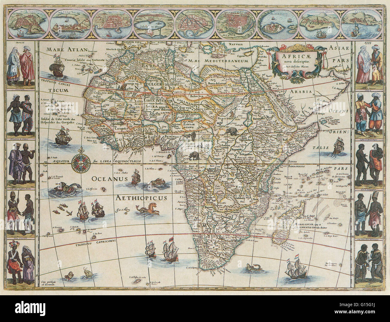 Karte von Afrika von 1667. Stockfoto