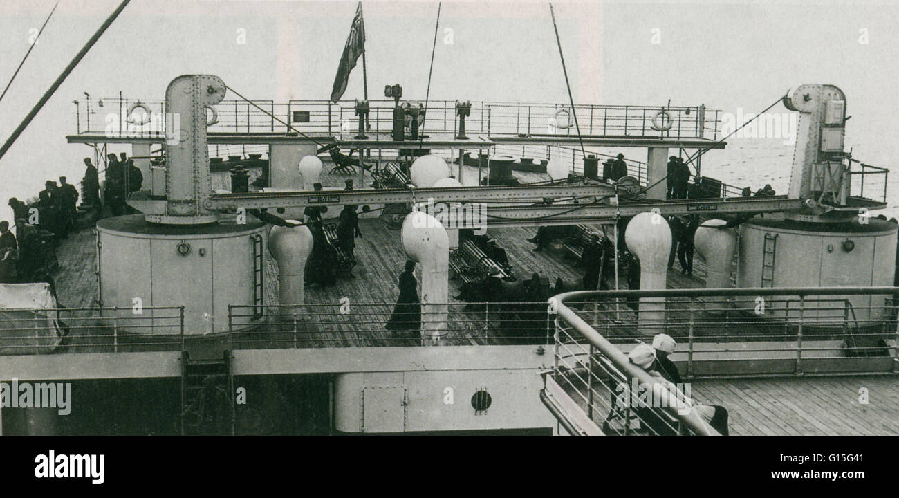 Foto zeigt das Heck der Titanic. Im Jahr 1912 segelte das Schiff aus Southampton, England nach New York City. Am 14. April 1912 das Schiff einen Eisberg in der Nähe von Grand Banks und sank am nächsten Tag. Nur etwa 700 Menschen überlebt, von der etwa 2,20 Stockfoto