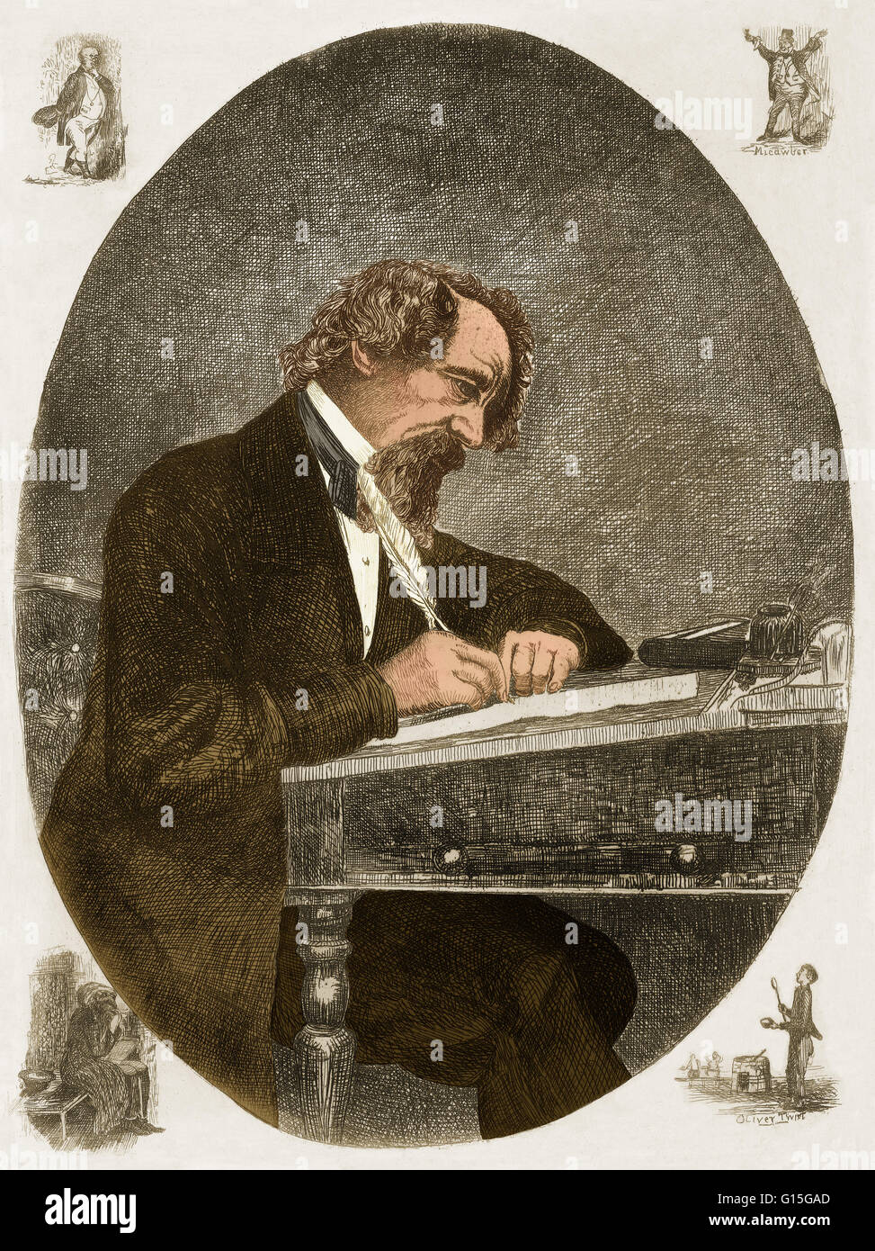 Charles John Huffam Dickens (7. Februar 1812 - 9. Juni 1870) war ein englischer Schriftsteller und Gesellschaftskritiker. Er schuf einige der denkwürdigsten fiktive Charaktere der Welt und gilt als der größte Schriftsteller der viktorianischen Zeit. Während Hallo Stockfoto
