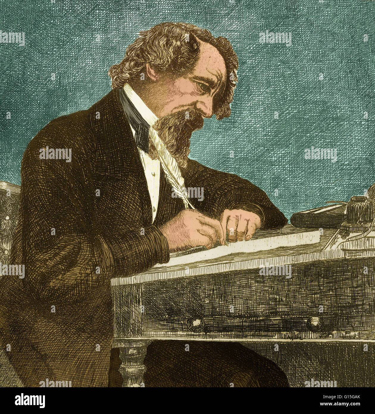 Charles John Huffam Dickens (7. Februar 1812 - 9. Juni 1870) war ein englischer Schriftsteller und Gesellschaftskritiker. Er schuf einige der denkwürdigsten fiktive Charaktere der Welt und gilt als der größte Schriftsteller der viktorianischen Zeit. Während Hallo Stockfoto