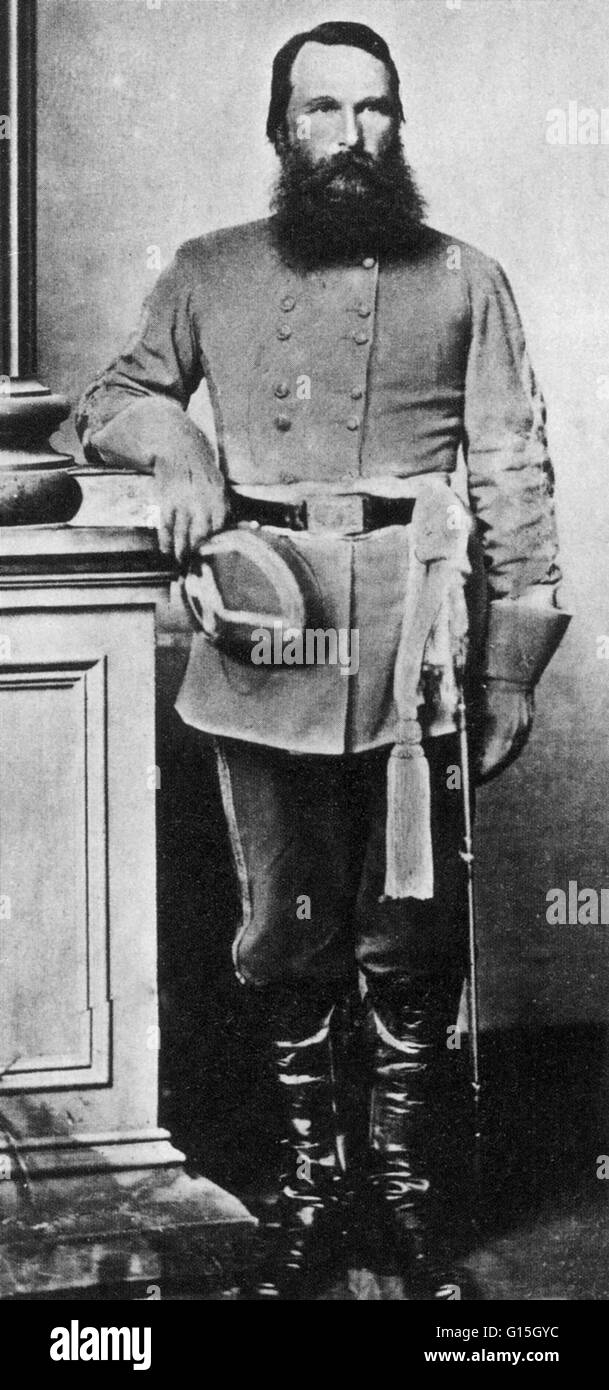 James Longstreet (8. Januar 1821 - 2. Januar 1904) war einer der Linie Konföderierten Generäle des amerikanischen Bürgerkriegs und der wichtigsten untergeordnete, General Robert E. Lee, nannten ihn seine "alten Krieg Pferd." Er diente unter Lee für viele der fam Stockfoto