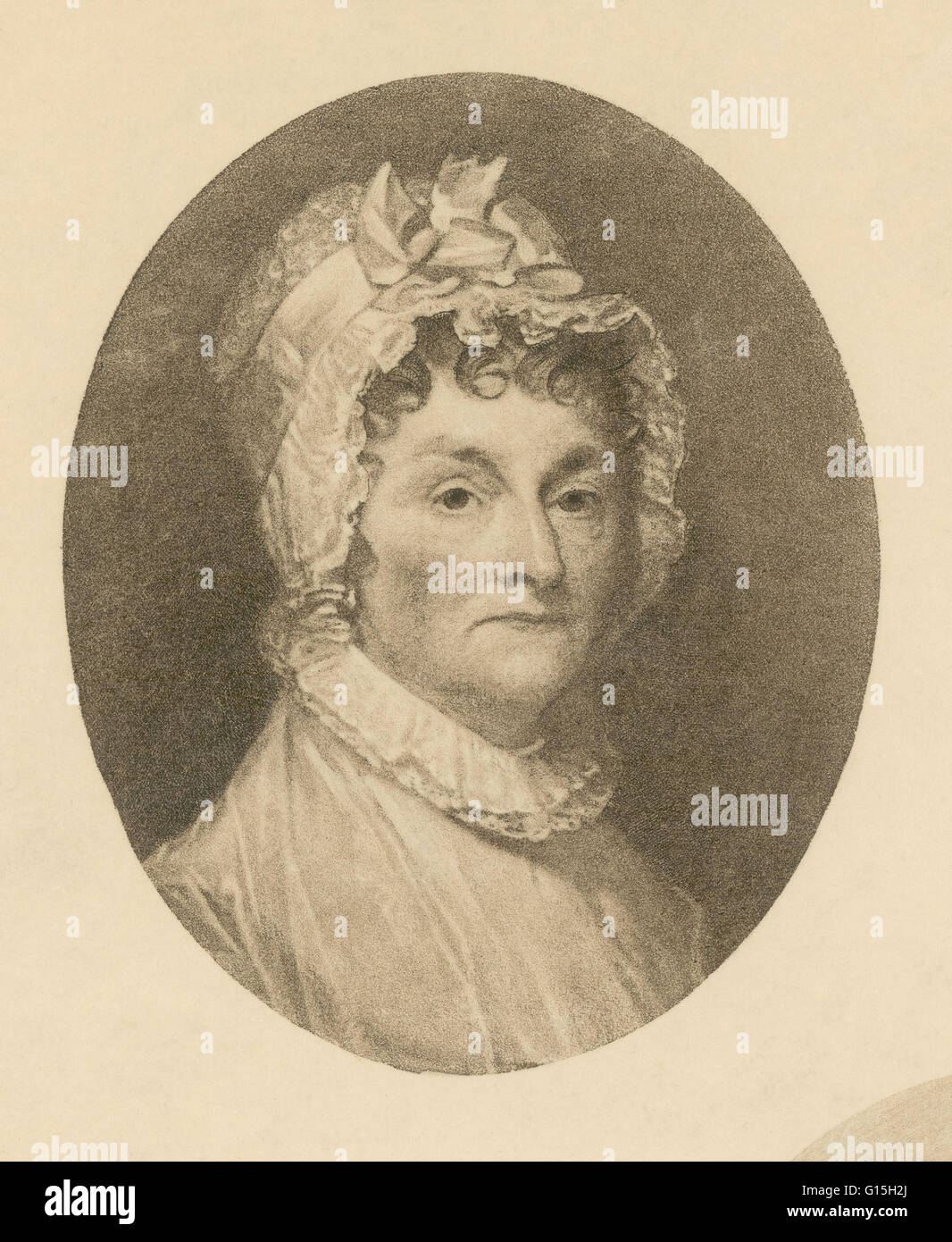 Abigail Smith Adams (22. November 1744 - 28. Oktober 1818) war die Ehefrau von John Adams, erster Vizepräsident und zweiter Präsident der Vereinigten Staaten, und die Mutter von John Quincy Adams, der sechste Präsident der Vereinigten Staaten. Ihr Leben ist einer der Stockfoto