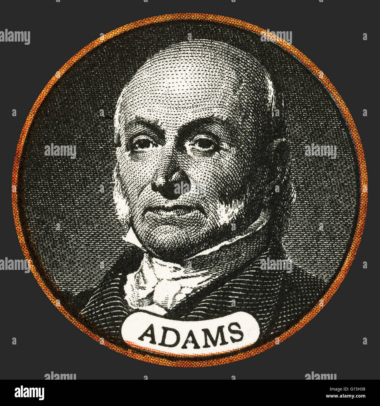 John Quincy Adams (11. Juli 1767 - 23. Februar 1848) war der sechste Präsident der Vereinigten Staaten (von 1825-1829). Er war auch ein US-amerikanischer Diplomat und im Senat und Repräsentantenhaus. Er war Mitglied der föderalistischen, demokratischen Stockfoto