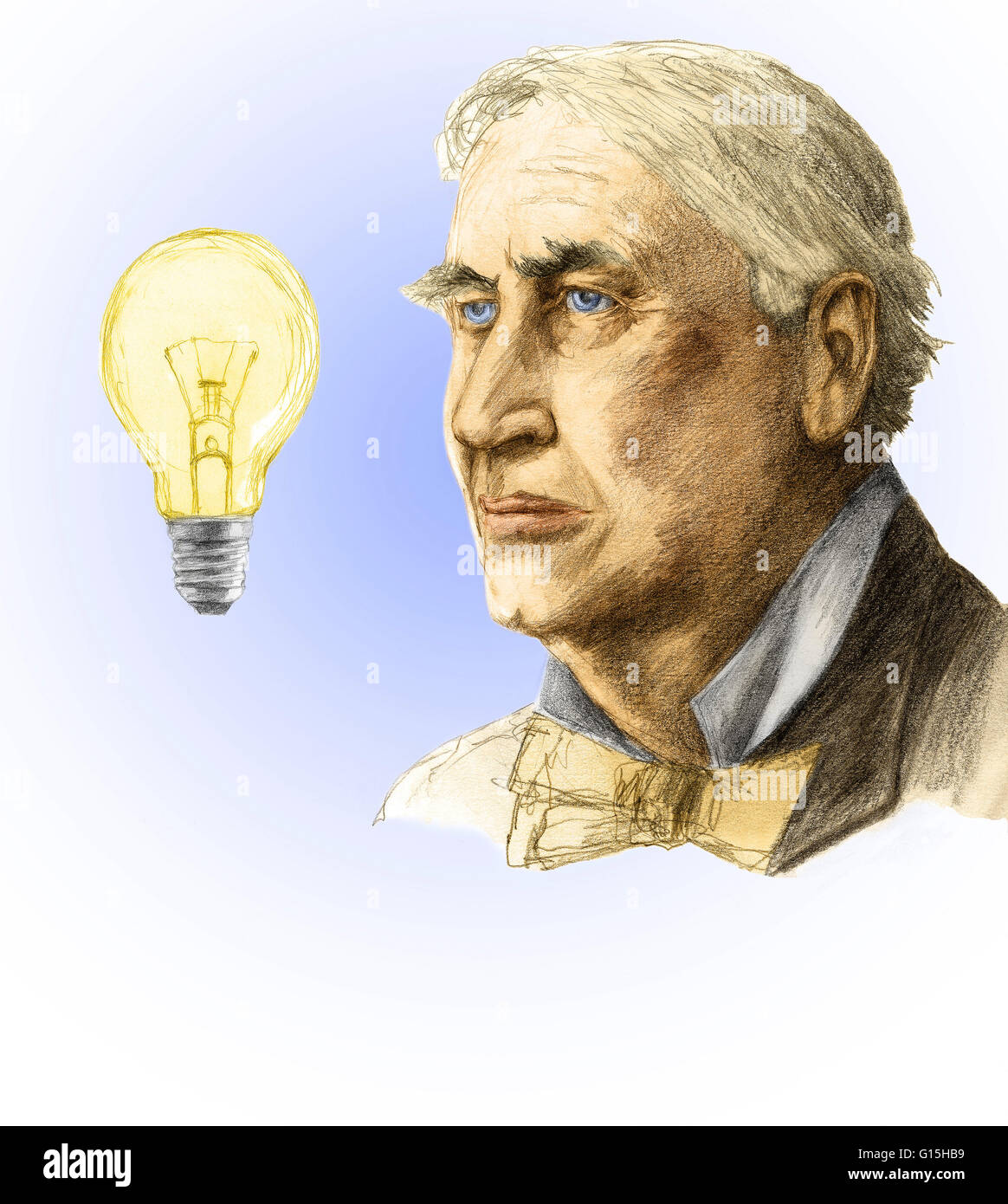 Alva (1847-1931) war ein US-amerikanischer Erfinder und Geschäftsmann. Er entwickelte viele Geräte, die Leben auf der ganzen Welt, einschließlich den Phonographen, die Bewegung Abbildung Kamera und eine langlebige, praktische Glühbirne stark beeinflusst. Dubbe Stockfoto