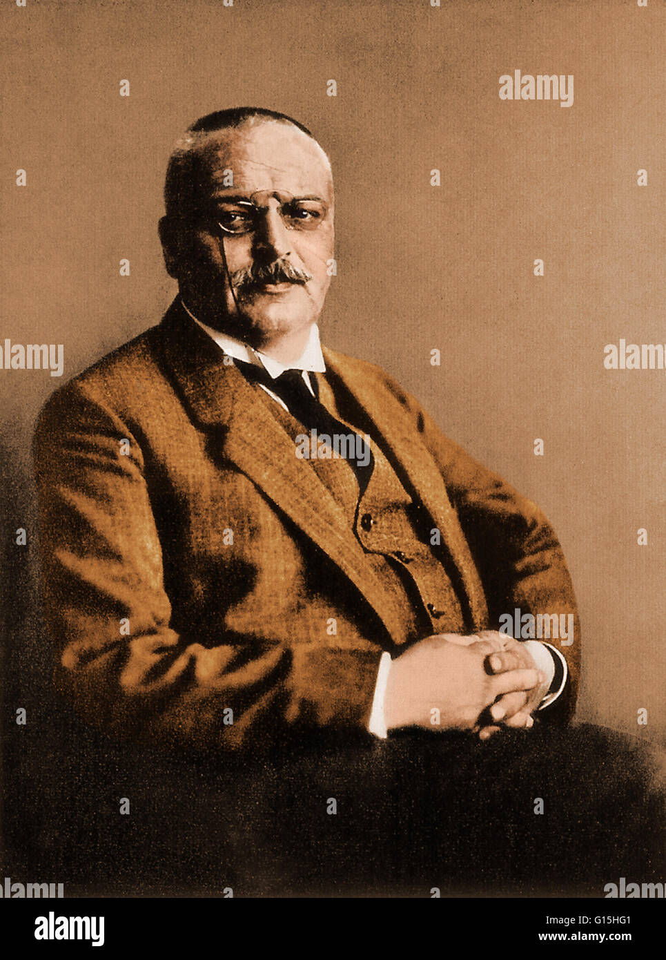 Aloysius "Alois" Alzheimer (1864-1915) war ein deutscher Psychiater und Neuropathologist und ein Kollege von Emil Kraepelin. Im Jahr 1906 machte Alzheimer eine komplette klinische und pathologische Beschreibung presenile Demenz, die Alzheimer Krankheit genannt werden Stockfoto