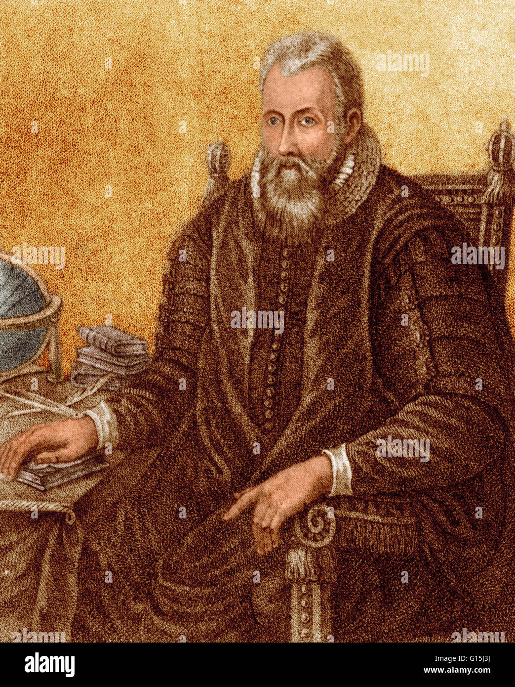 John Napier, 1550-1617, schottischer Mathematiker. Napier entstammte einer gelandet und so studierte in Frankreich und in St. Andrews in Schottland. Er studierte Mathematik als Hobby und veröffentlichte er seine erste Logarithmus Tabellen im Jahr 1614, in den Prozess der welche h Stockfoto