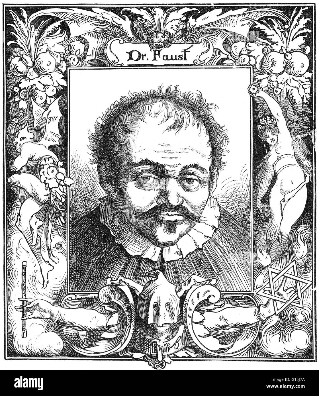 Doktor Johann Georg Faust (1480-1540), auch bekannt als John Faustus, war ein wandernder Alchemist, Astrologe und Magier der deutschen Renaissance. Sein Leben wurde der Kern der Volkserzählung von Doktor Faust aus der 1580s, insbesondere ihren Höhepunkt in Chris Stockfoto