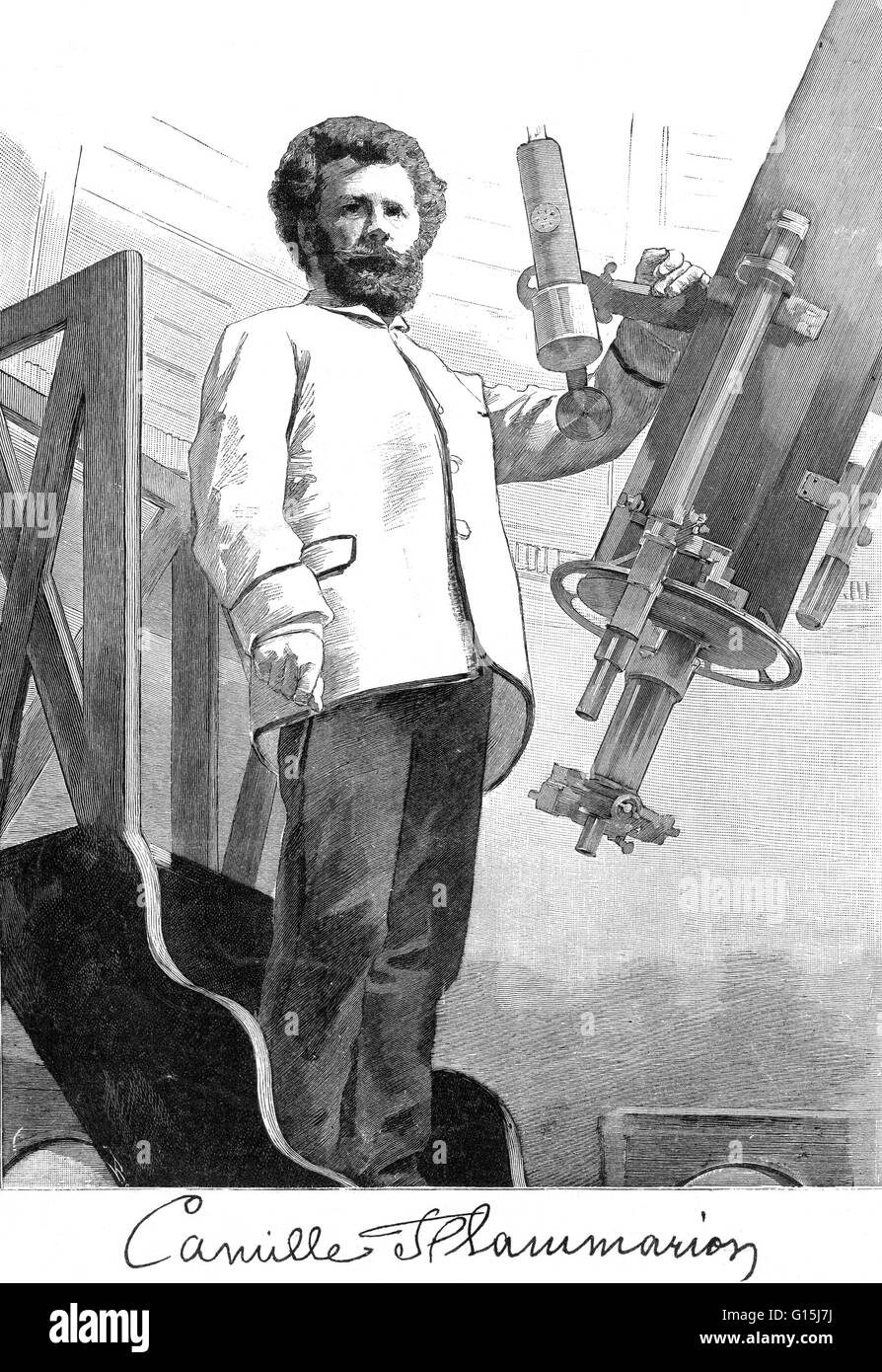 Nicolas Camille Flammarion (26. Februar 1842 - 3. Juni 1925) war ein französischer Astronom und Autor populärwissenschaftlicher Werke über Astronomie, mehrere bemerkenswerte frühen Science Fiction Romane und mehrere Werke über Spiritismus und Verwandte Themen. Er veröffentlichte die Stockfoto