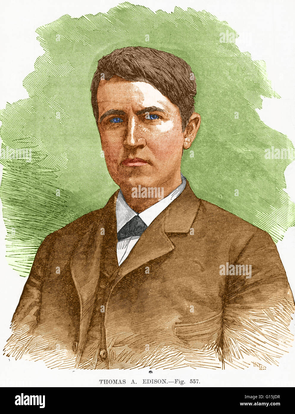 Alva (1847-1931) war ein US-amerikanischer Erfinder und Geschäftsmann. Er entwickelte viele Geräte, die Leben auf der ganzen Welt, einschließlich den Phonographen, die Bewegung Abbildung Kamera und eine langlebige, praktische Glühbirne stark beeinflusst. Dubbe Stockfoto