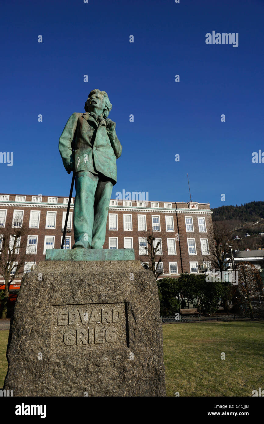 Statue des Komponisten Edvard Grieg, Bergen, Hordaland, Norwegen, Skandinavien, Europa Stockfoto