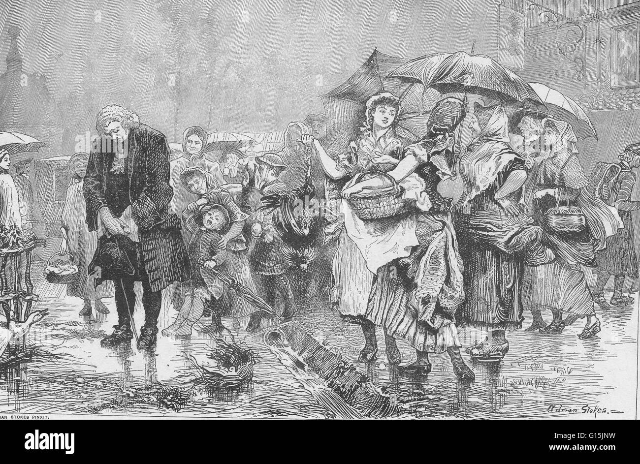 Johnson war bekannt als ein weichherzig, freundlicher Mann, und geneigt, seine eigenen Fehler schwer zu sehen. Er stand im Regen in Lichfield Marktplatz alle eines Tages, in der selbst auferlegten Buße für unhöflich, sein Vater war. Samuel Johnson (18. September 1709 - Dezemb Stockfoto