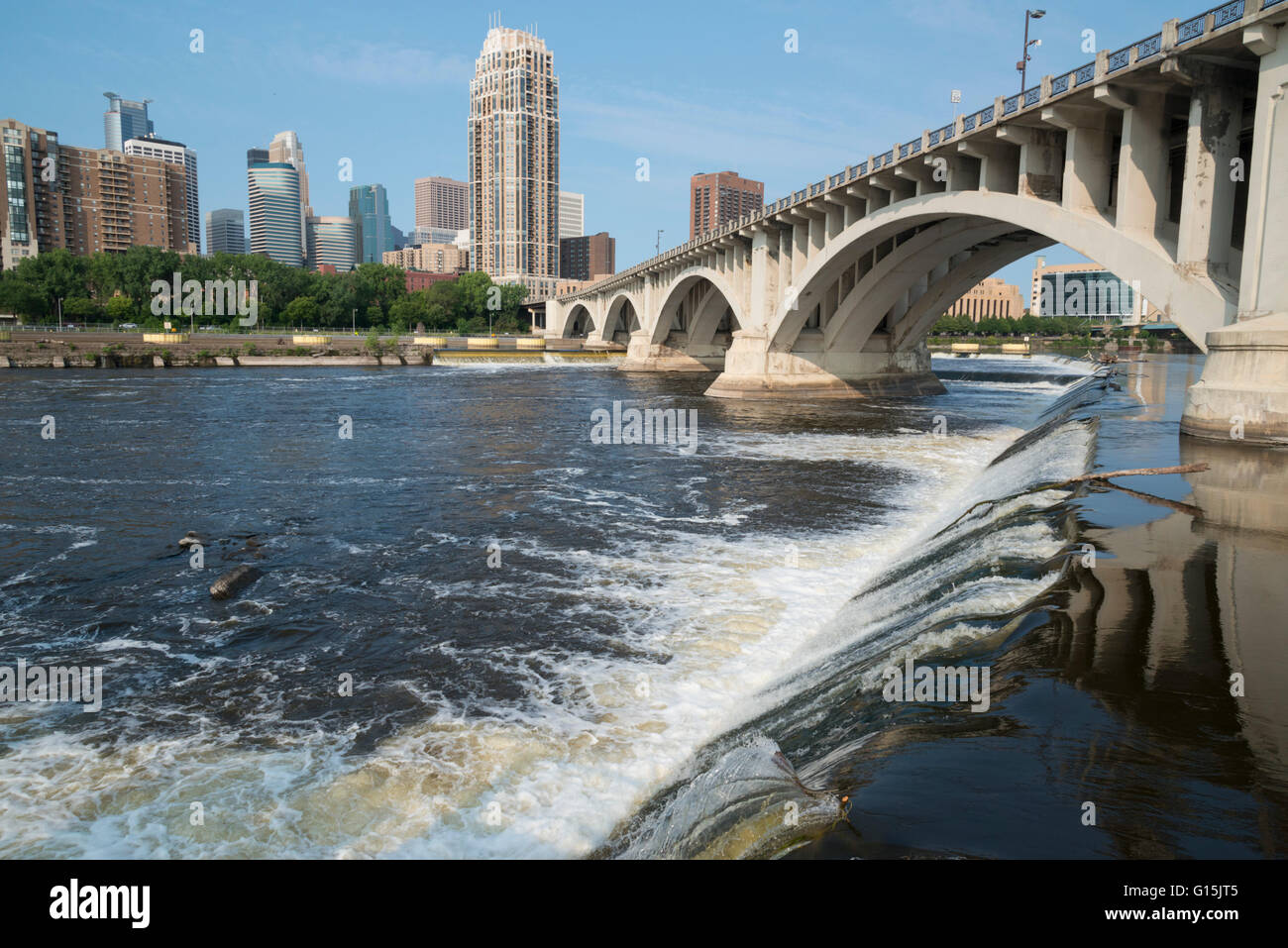 St.-Anthony-Fälle an der Mississippi River, Minneapolis, Minnesota, Vereinigte Staaten von Amerika, Nordamerika Stockfoto