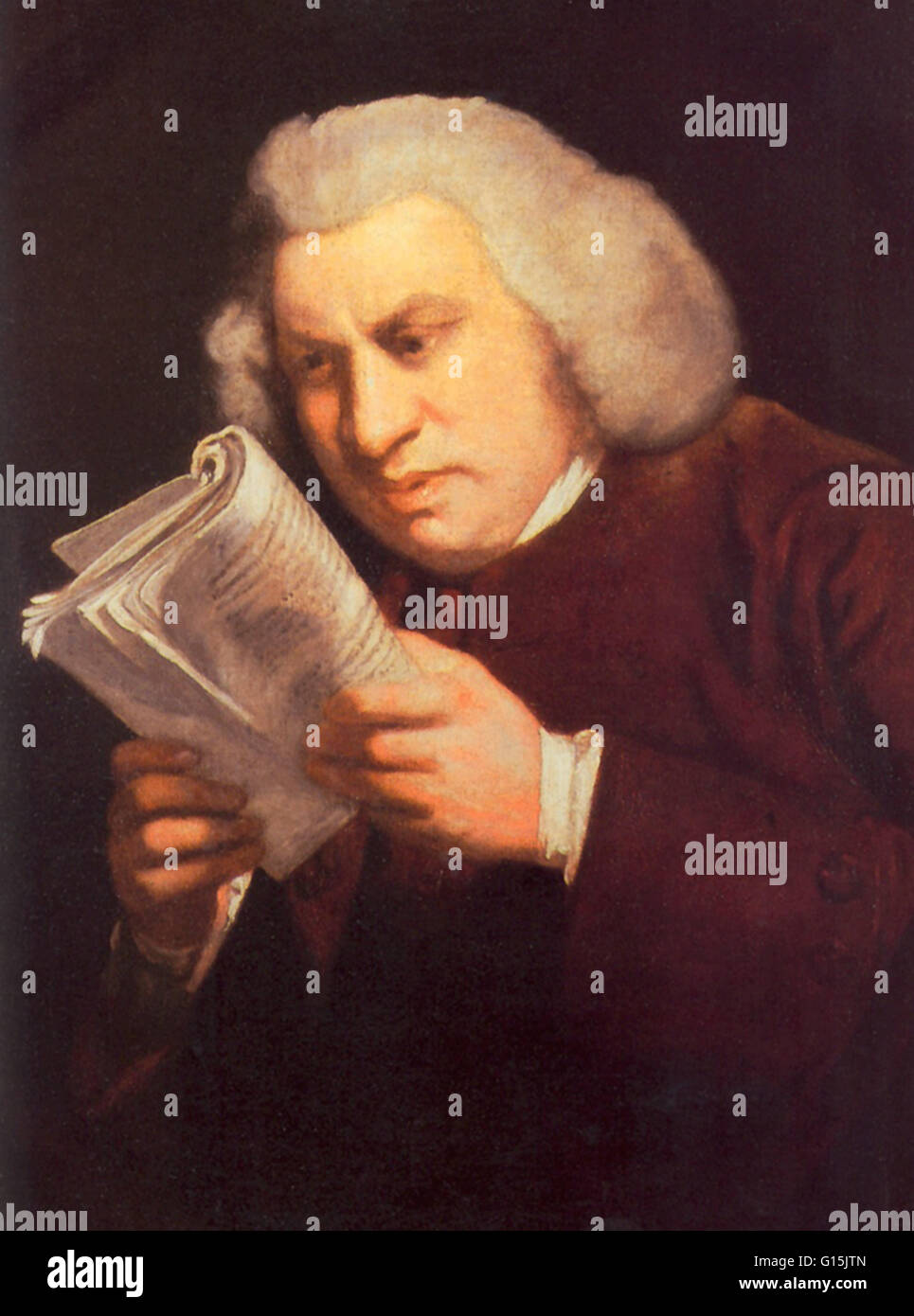 Samuel Johnson hatte eine Vielzahl von körperlichen und psychischen Beschwerden. Von Beginn seines Lebens als eines hypoxischen Neugeborenen wurde er von zahlreichen Krankheiten, einschließlich Neugeborenen Abszess des Gesäßes, wahrscheinlich Pocken und Taubheit im linken Ohr gestört. Stockfoto