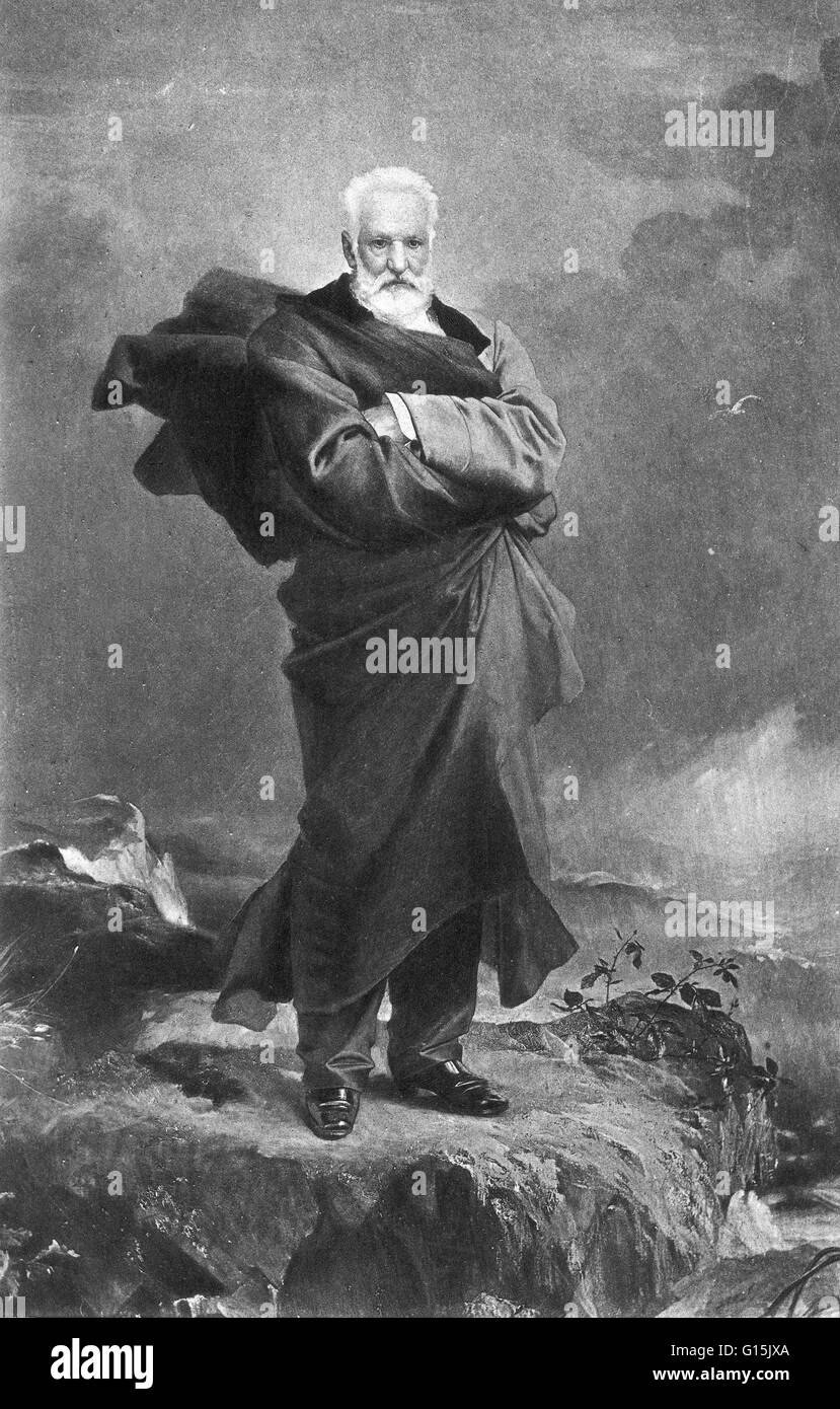 Victor Marie Hugo (26. Februar 1802 - 22. Mai 1885) war ein französischer Dichter, Schriftsteller und Dramatiker der romantischen Bewegung. Er gilt als einer der größten und bekanntesten französischen Schriftsteller. In Frankreich, Hugos literarischen Ruhm kommt erste von seiner Poesie, aber ein Stockfoto