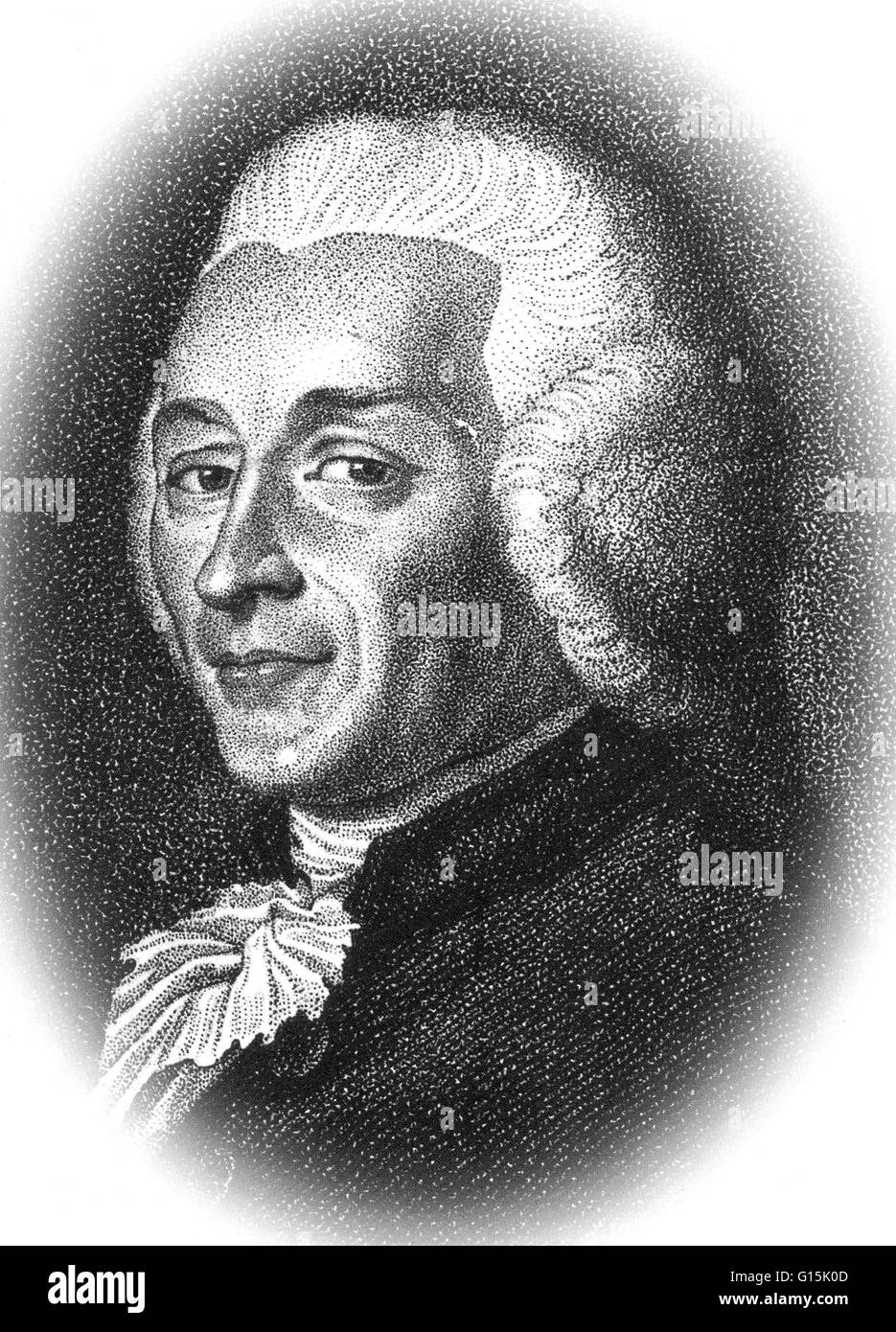 Joseph-Ignace Guillotin (28. Mai 1738 - 26. März 1814) war ein französischer Arzt und Gesetzgeber und entgegen der landläufigen Meinung war nicht der Erfinder der Maschine. Im Jahre 1790 vorgeschlagen, dass die Todesstrafe für alle, unabhängig vom sozialen Rang gleich sein sollte eine Stockfoto