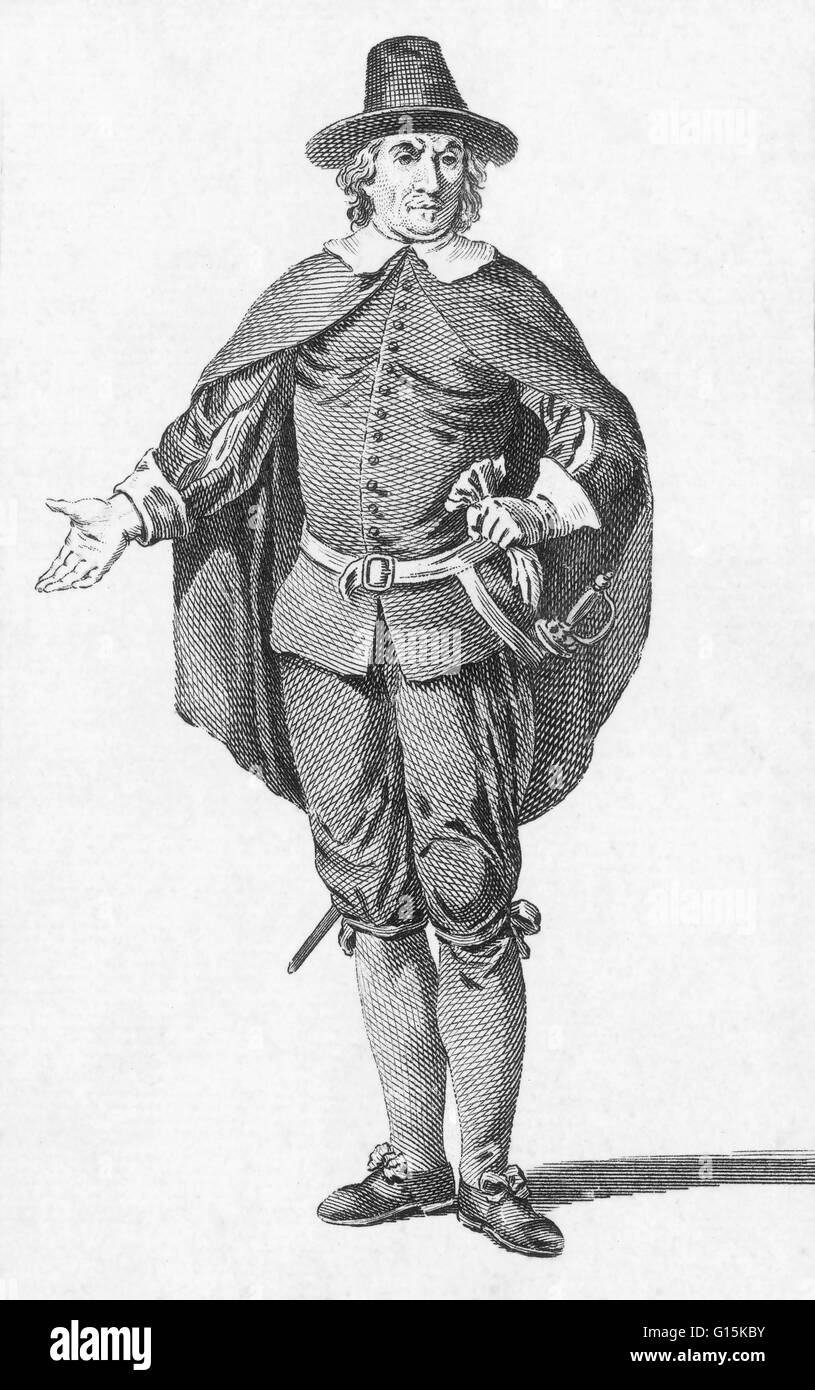 Oliver Cromwell (1599-1658), englischer Politiker und Feldherr, wer war federführend im englischen Bürgerkrieg (1642-1651) und wurde Oberhaupt des Staates als "Lord Protector des Reiches" aus dem Jahr 1653 bis zu seinem Tod im Jahre 1658. Die Monarchie wurde restauriert Stockfoto
