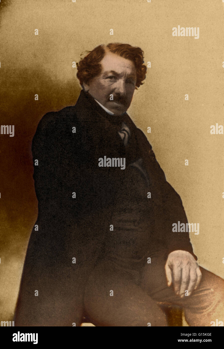 Louis-Jacques-Mandé Daguerre (18. November 1787 - 10. Juli 1851) war ein französischer Künstler und Physiker und Erfinder der Daguerreotypie der Fotografie. Obwohl ursprünglich als ein Finanzbeamte beschäftigt, wurde Daguerre Maler Oper Landschaft und inv Stockfoto