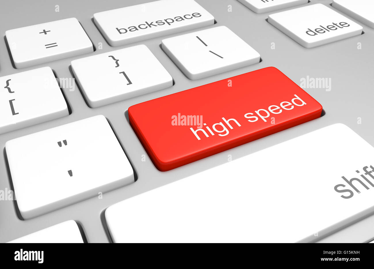 Taste auf einer Computertastatur für High-speed-Internet, 3D Rendering Stockfoto
