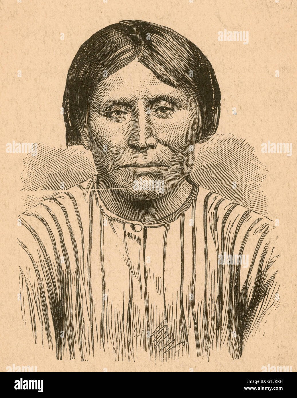 Porträt des Kintpuash (1837-1873), auch bekannt als Captain Jack, Chef des Native American Modoc Stammes und ihr Führer während des Krieges Modoc. Modoc Krieg war ein bewaffneter Konflikt zwischen der Native American Modoc-Stamm und der United States Army in sou Stockfoto