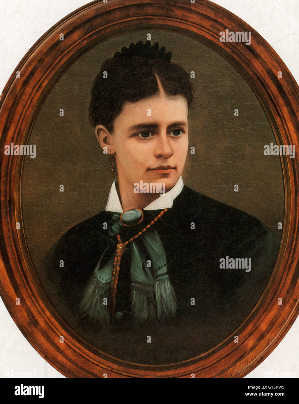 Irische geboren Nellie Cashman (1845-1925) wurde die philanthropische "Engel" von einem Dutzend grobe Bergstädte. Seltsamerweise wurde dieses Porträt in China aus einem Foto gemalt, die ihren chinesischen Koch auf auf einen Besuch nach Hause nahm. Um 1870. Stockfoto