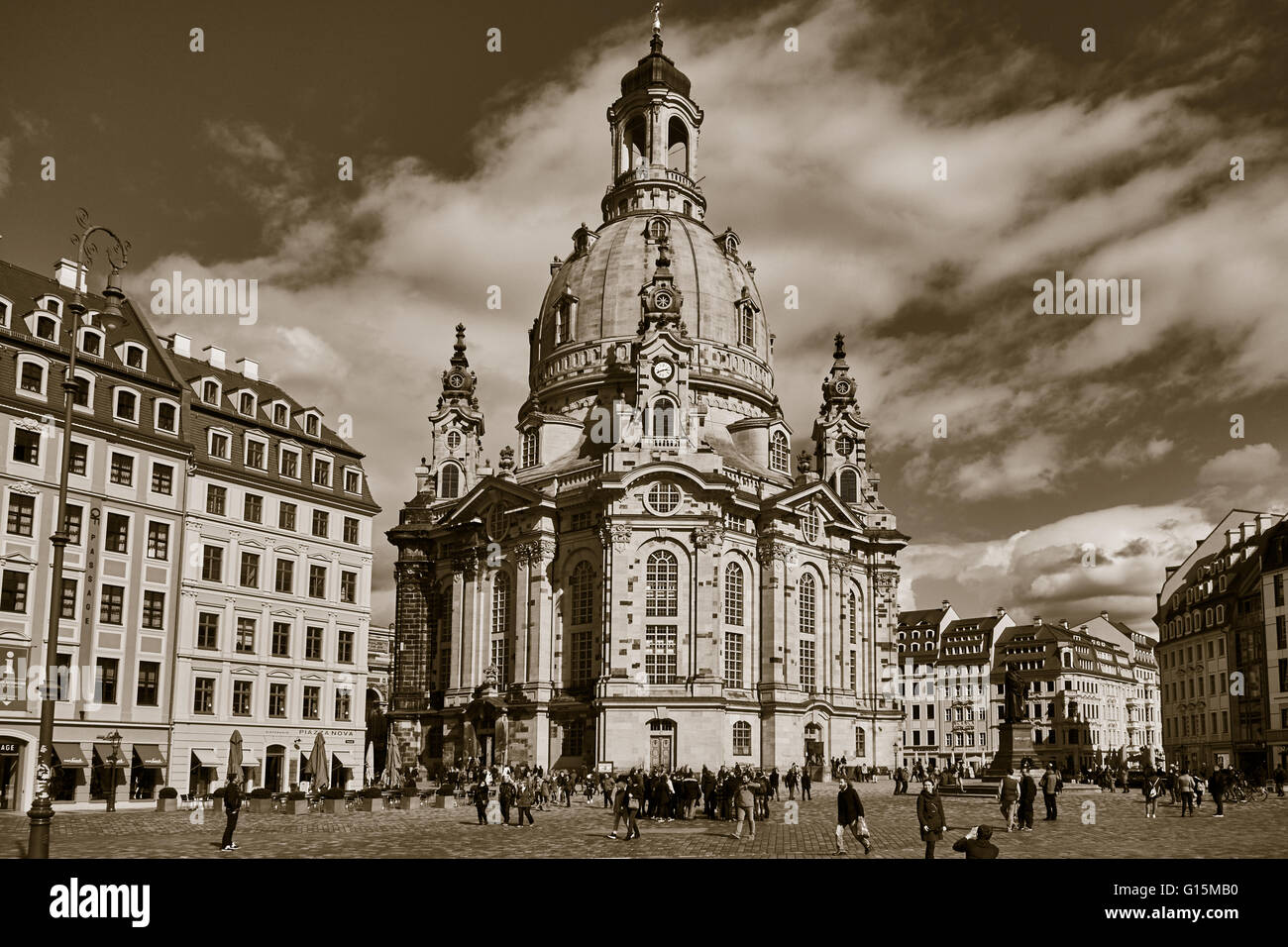 Frauenkirche, Dresden, Deutschland, Altstadt, rehabilitiert Fassaden Stockfoto