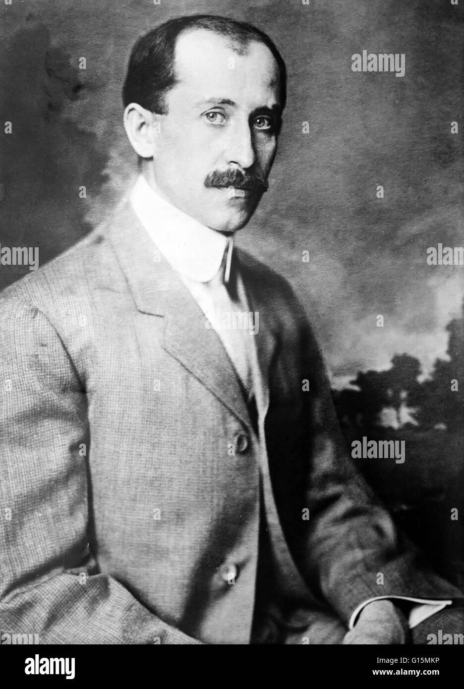 Orville Wright (19. August 1871 - 30. Januar 1948) und seinem Bruder Wilbur (1867-1912), wurden zwei Amerikaner erfinden und bauen die weltweit erste erfolgreiche Flugzeug zugeschrieben und machen die erste kontrolliert, angetriebene und nachhaltige Schwer-alsluft h Stockfoto