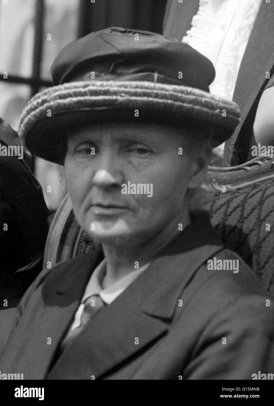 Marie Curie (1867-1934) war ein polnisch-französischer Physiker und Chemiker, die berühmt für ihre bahnbrechende Forschung über Radioaktivität. Sie war die erste Person mit zwei Nobelpreise ausgezeichnet; Physik und Chemie. Sie teilte ihr 1903 Nobelpreis für Physik mit ihren husba Stockfoto