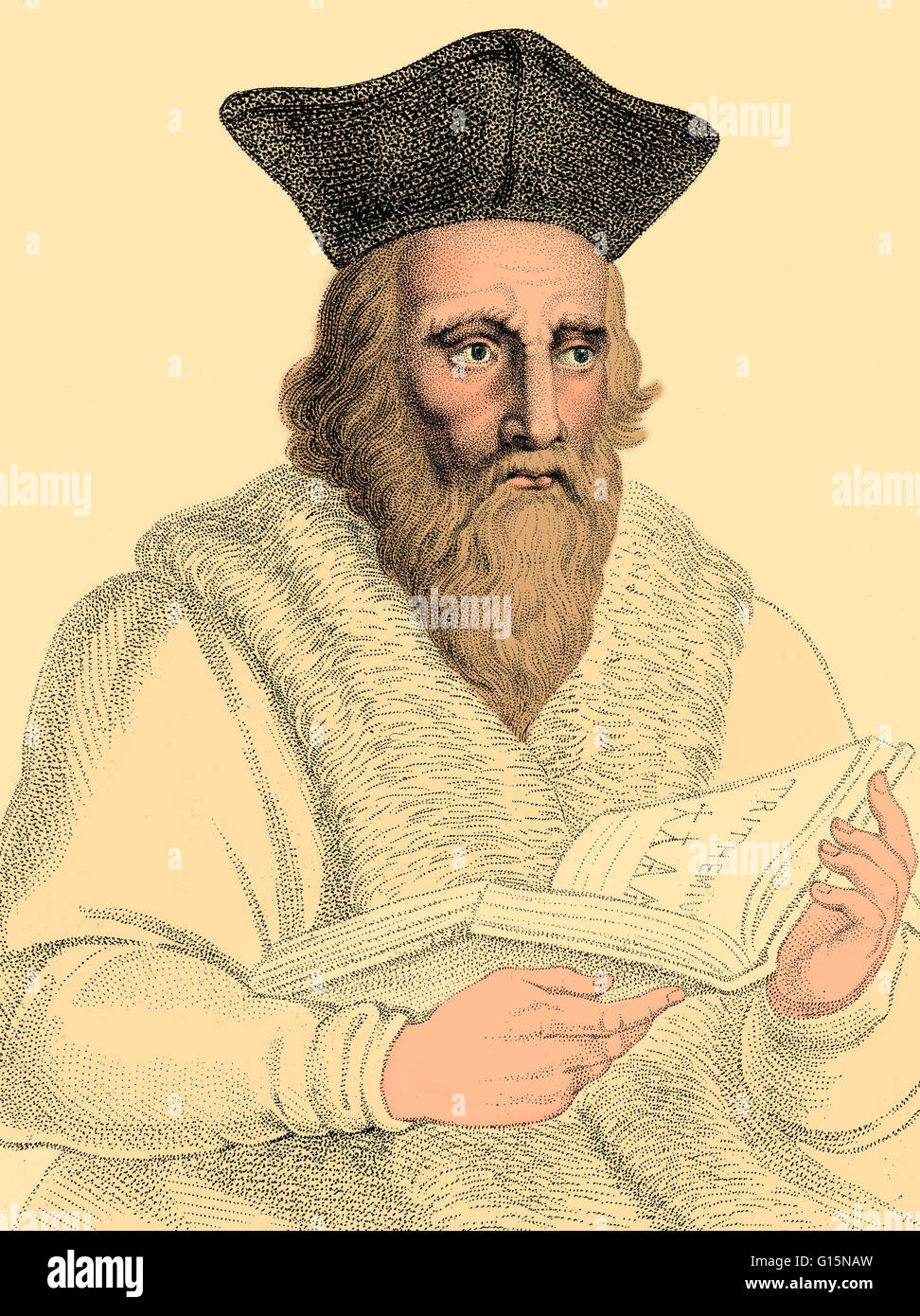 Edward Kelley (1555-1597) war eine zweideutige Figur in English Renaissance Okkultismus und selbsternannten Geist Medium, der mit John Dee in seinem magischen Untersuchungen gearbeitet. Neben der angeblichen Fähigkeit, Geister oder Engel auf eine Kristallkugel und Clai beschwören Stockfoto