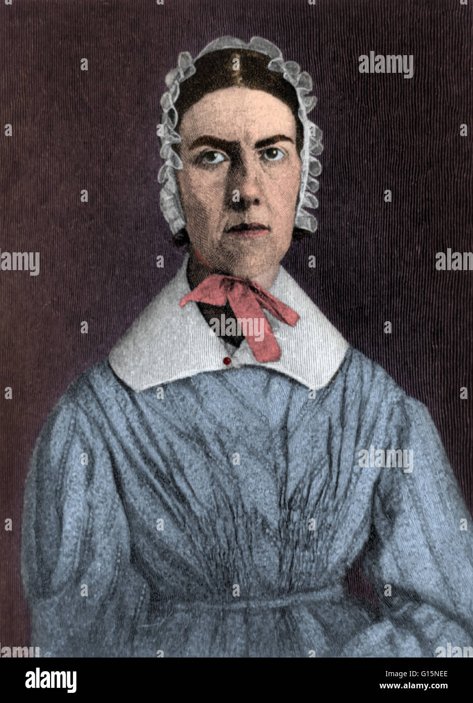 Farbe-enhanced Porträt von Angelina Emily Grimke Schweißnaht (20. Februar 1805 - 26. Oktober 1879), ein US-amerikanischer politischer Aktivist, Abolitionist und Unterstützer der Bewegung das Frauenwahlrecht. Den Spitznamen "Nina", die junge Angelina war sehr nah an ihre ältere Schwester Stockfoto