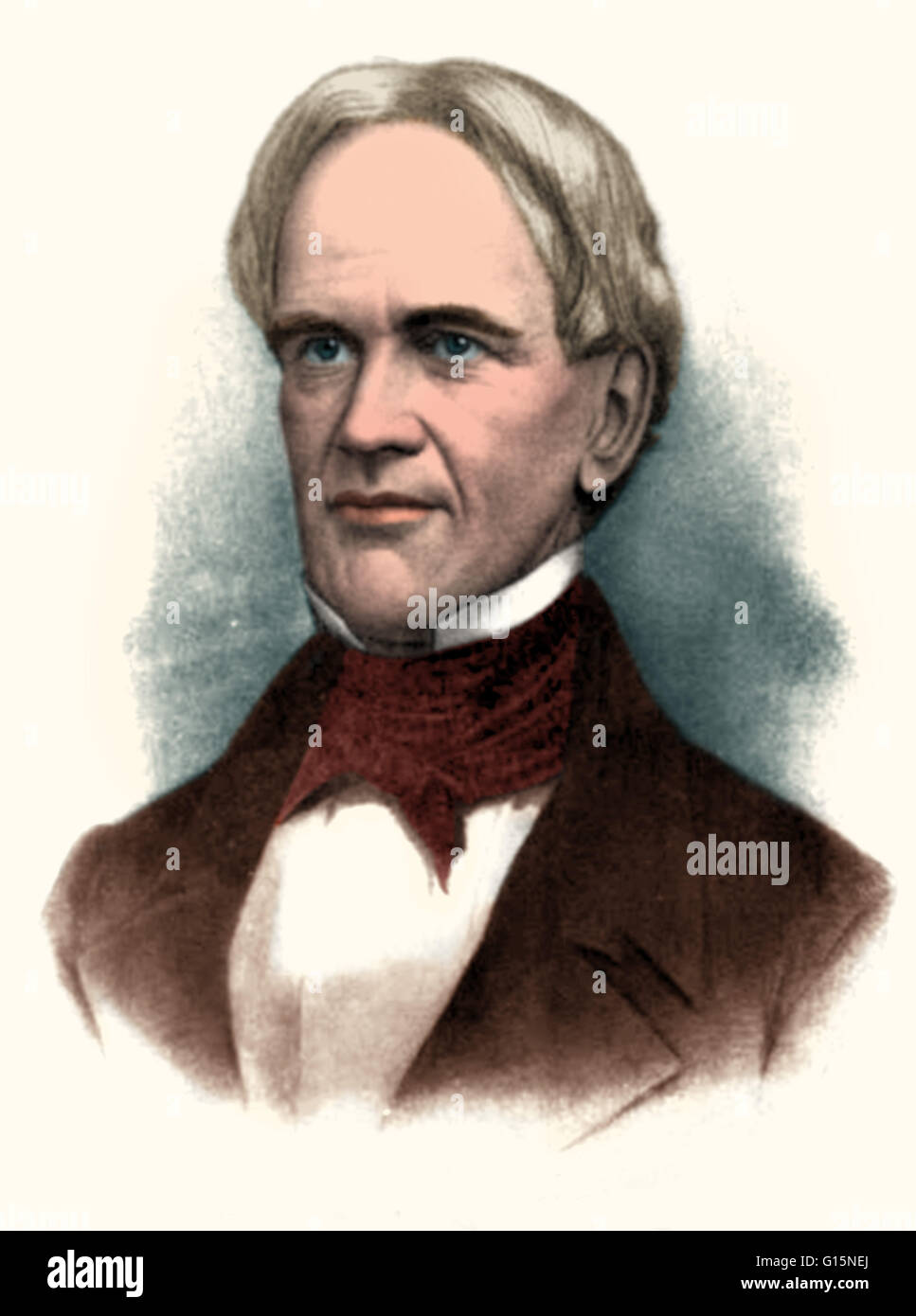 Farbe-enhanced Porträt von Horace Mann (4. Mai 1796 - 2. August 1859), eine amerikanische Ausbildung Reformer. Als Politiker war er in das Repräsentantenhaus von Massachusetts von 1827 bis 1833. Er diente in den Senat von Massachusetts von 1834 bis 1837. In 1 Stockfoto