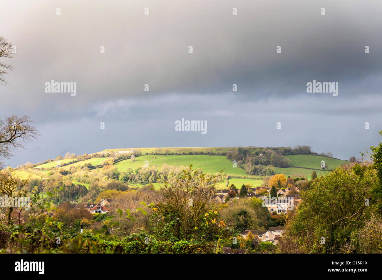Blick auf kleine Solsbury Hill, furnished, Bath, Somerset, England, UK Stockfoto