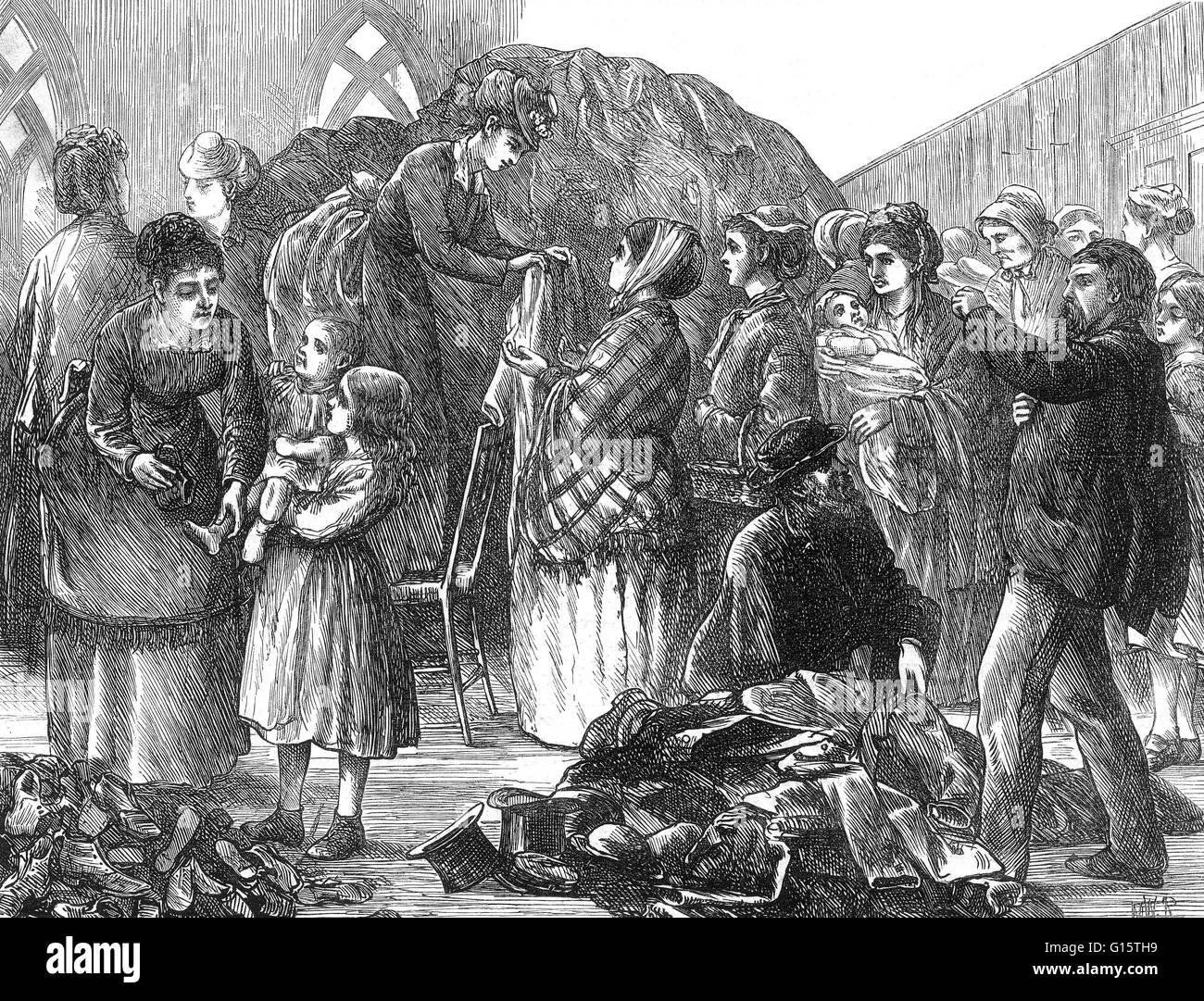 Am Abend des 8. Oktober 1871, kurz nach 09:00, brach ein Feuer in der Scheune hinter dem Haus von Patrick und Catherine O'Leary bei 13 DeKoven Street. Wie das Feuer begann ist heute noch unbekannt, aber eine Kuh O'Leary wird oft des Kredits. F Stockfoto